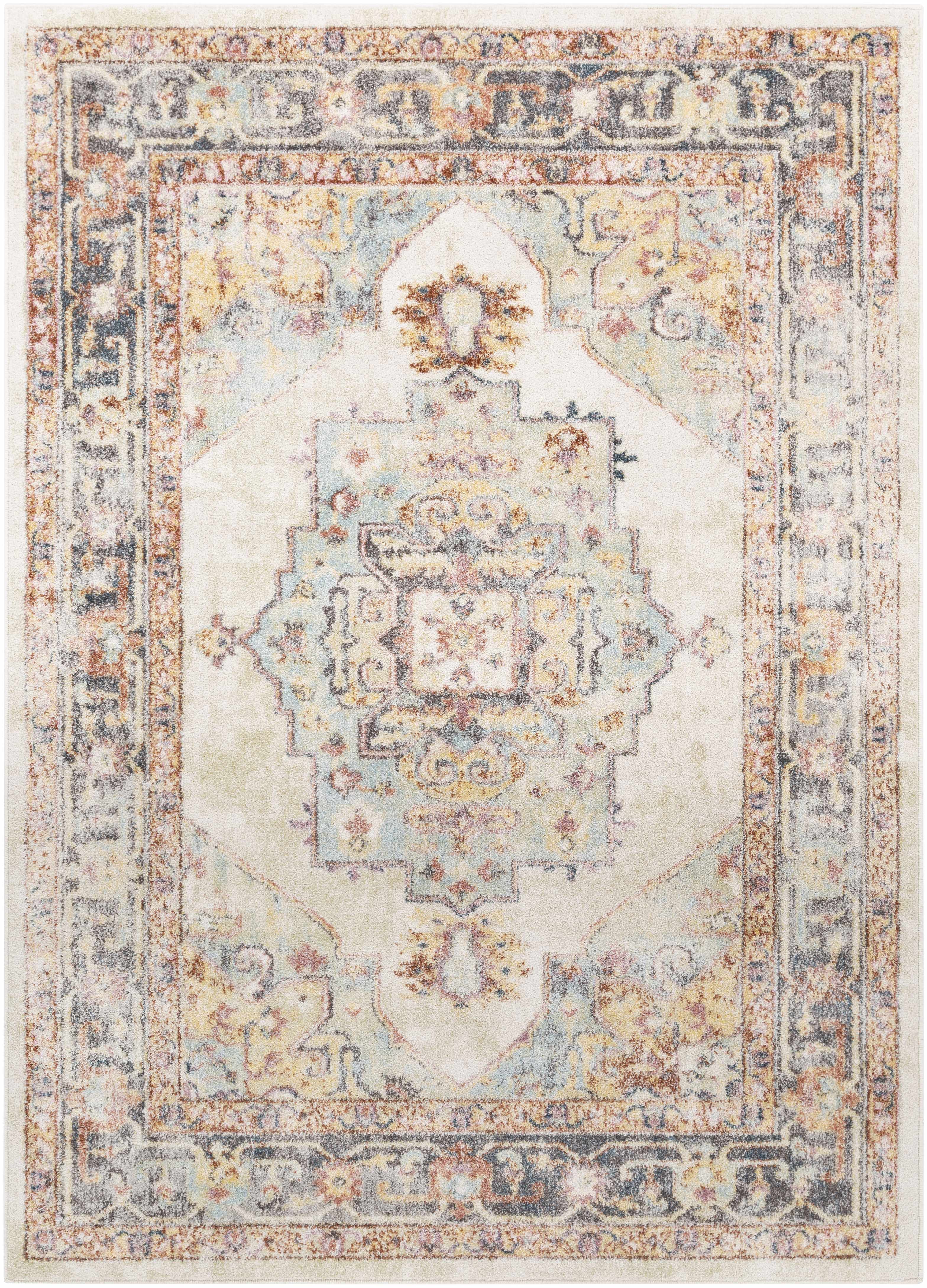 Bello Area Rug  Machine Woven  Light Blue, Traditional Style