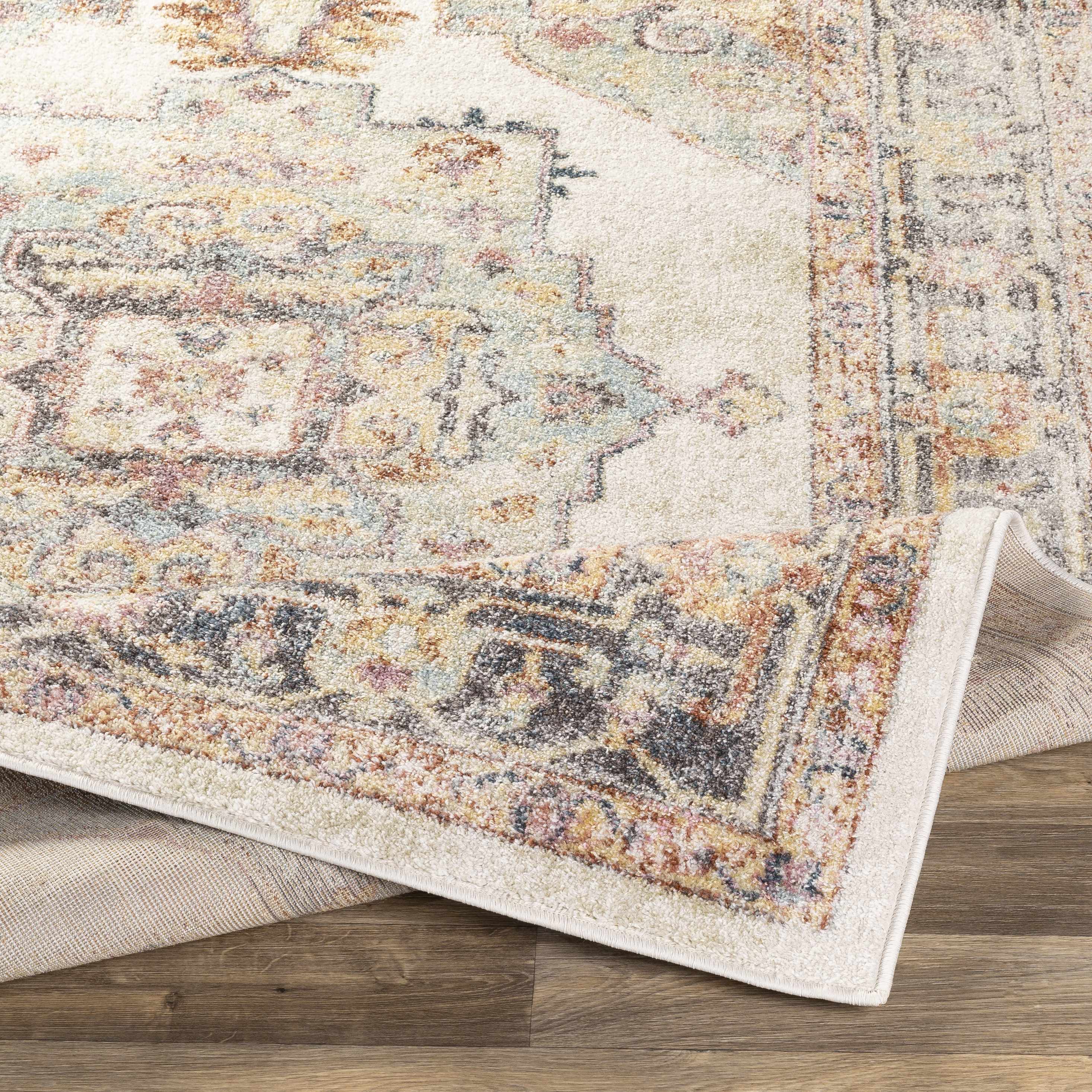 Bello Area Rug  Machine Woven  Light Blue, Traditional Style