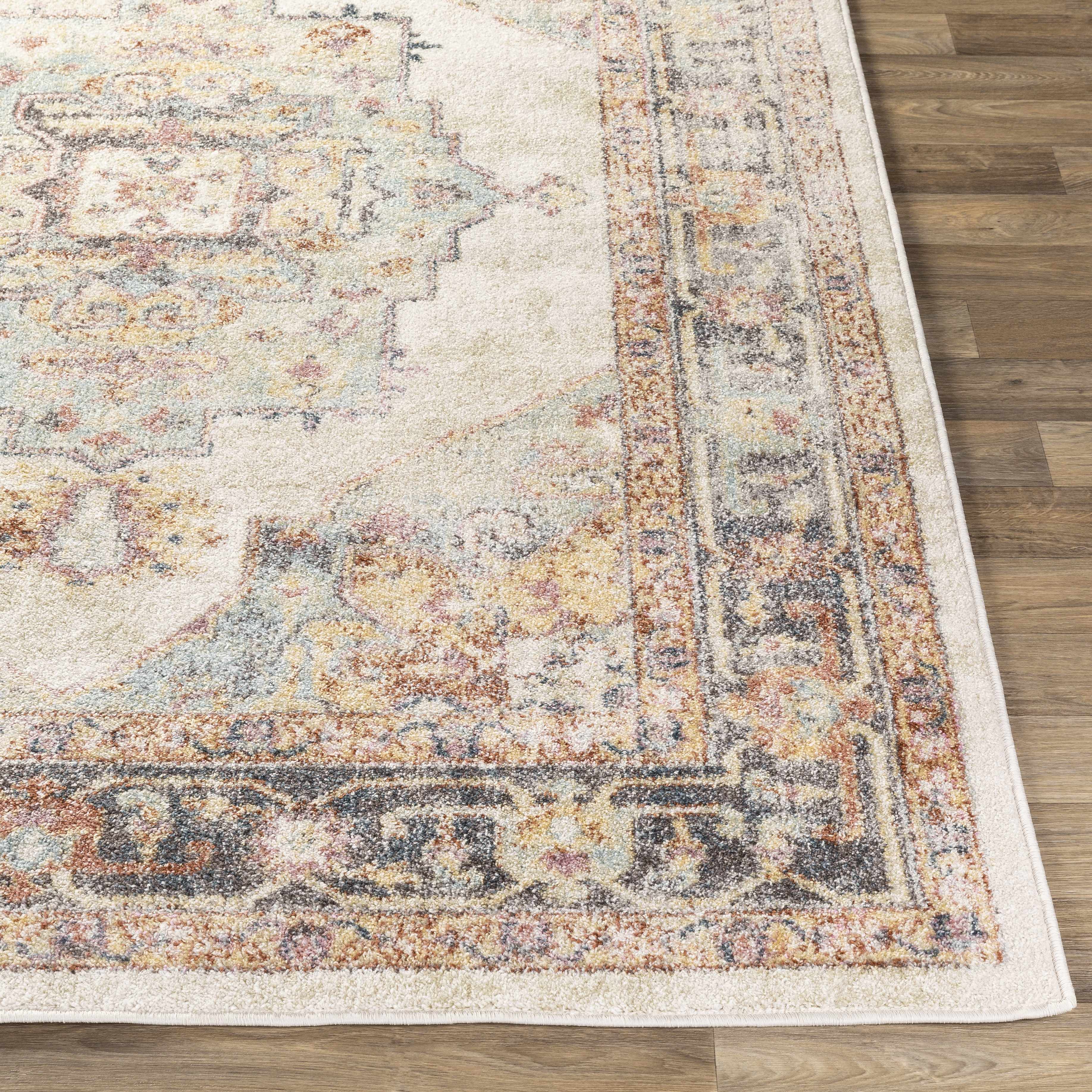 Bello Area Rug  Machine Woven  Light Blue, Traditional Style