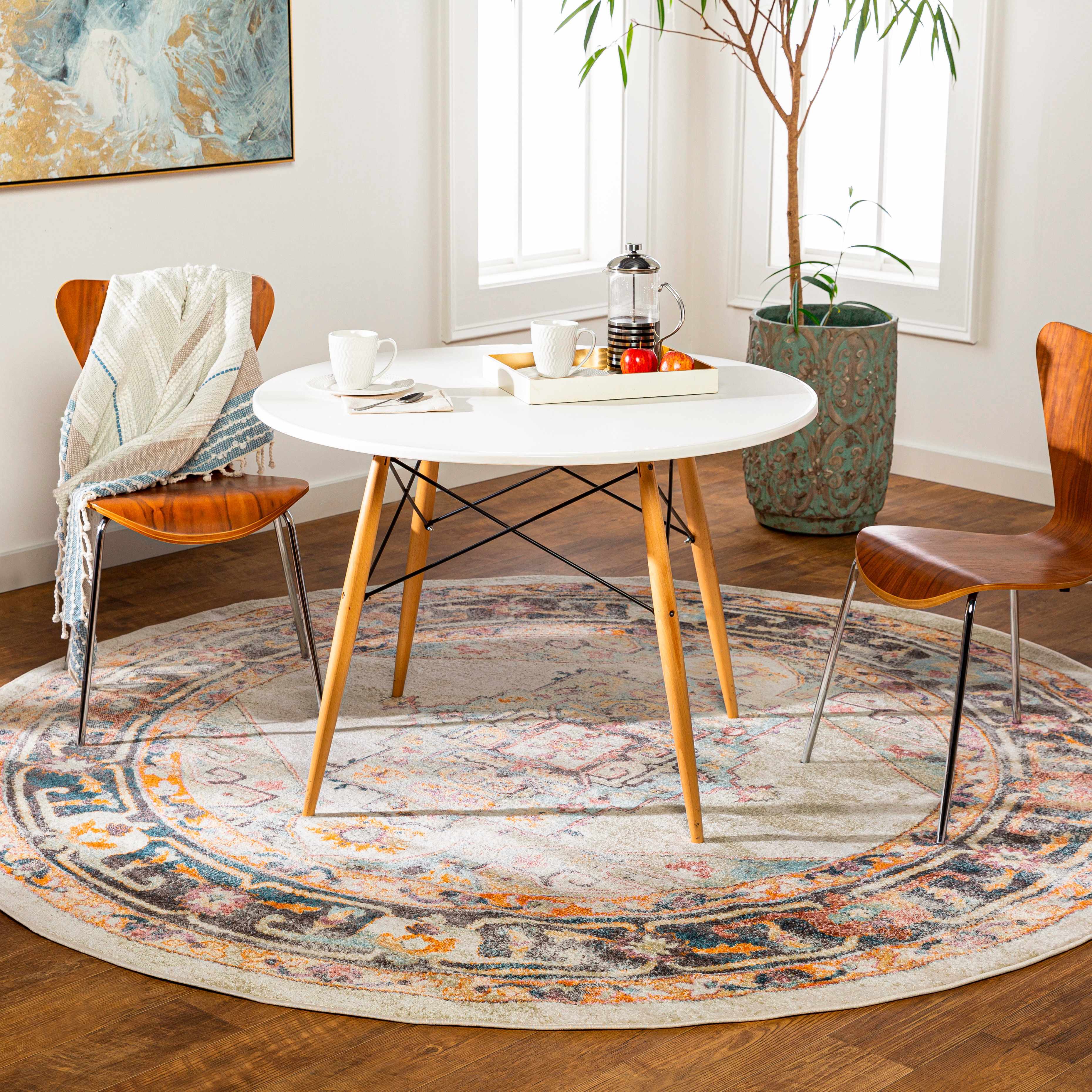 Bello Area Rug  Machine Woven  Light Blue, Traditional Style