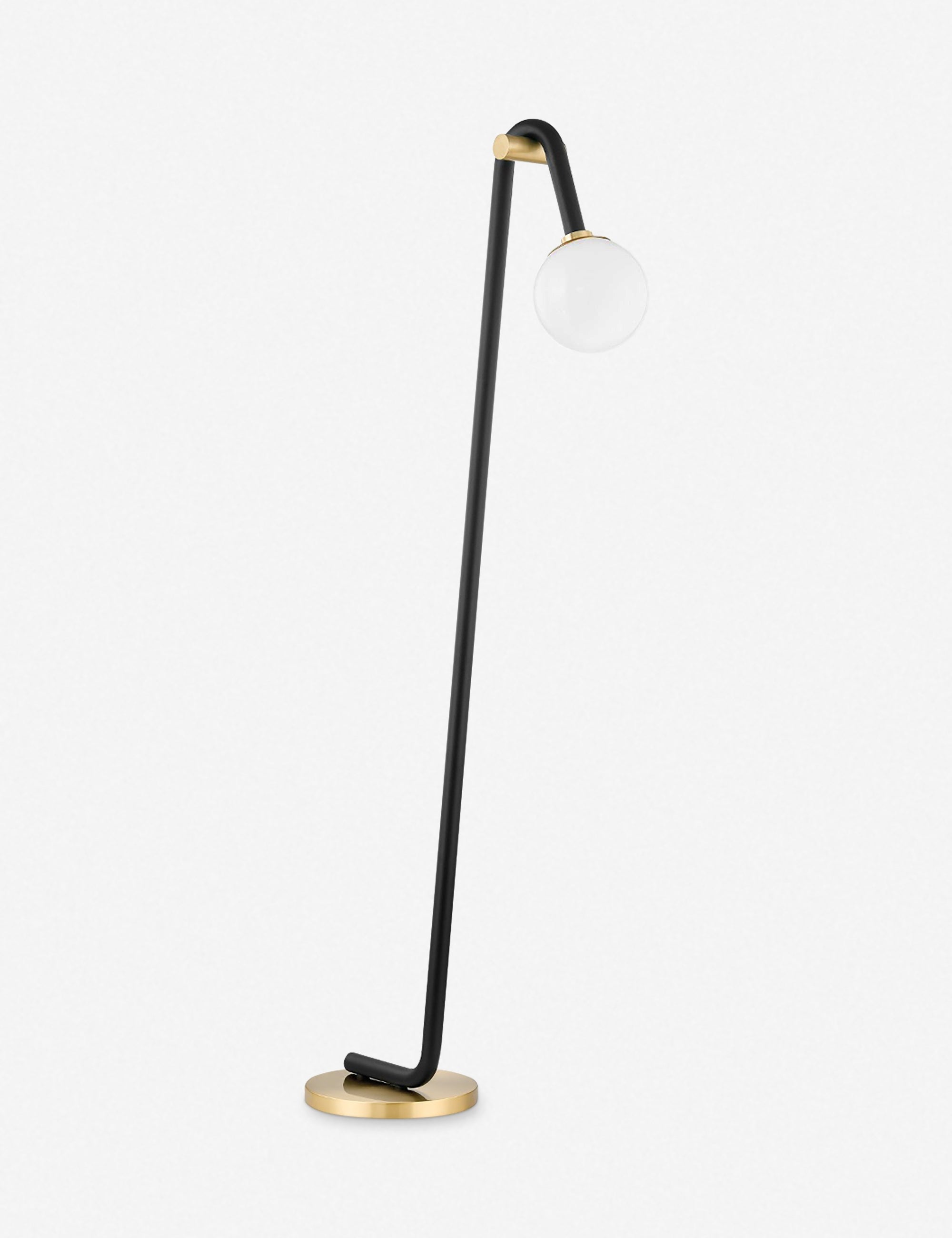 Juno Floor Lamp | Sleek Black Pipe, Glossy Opal Shade