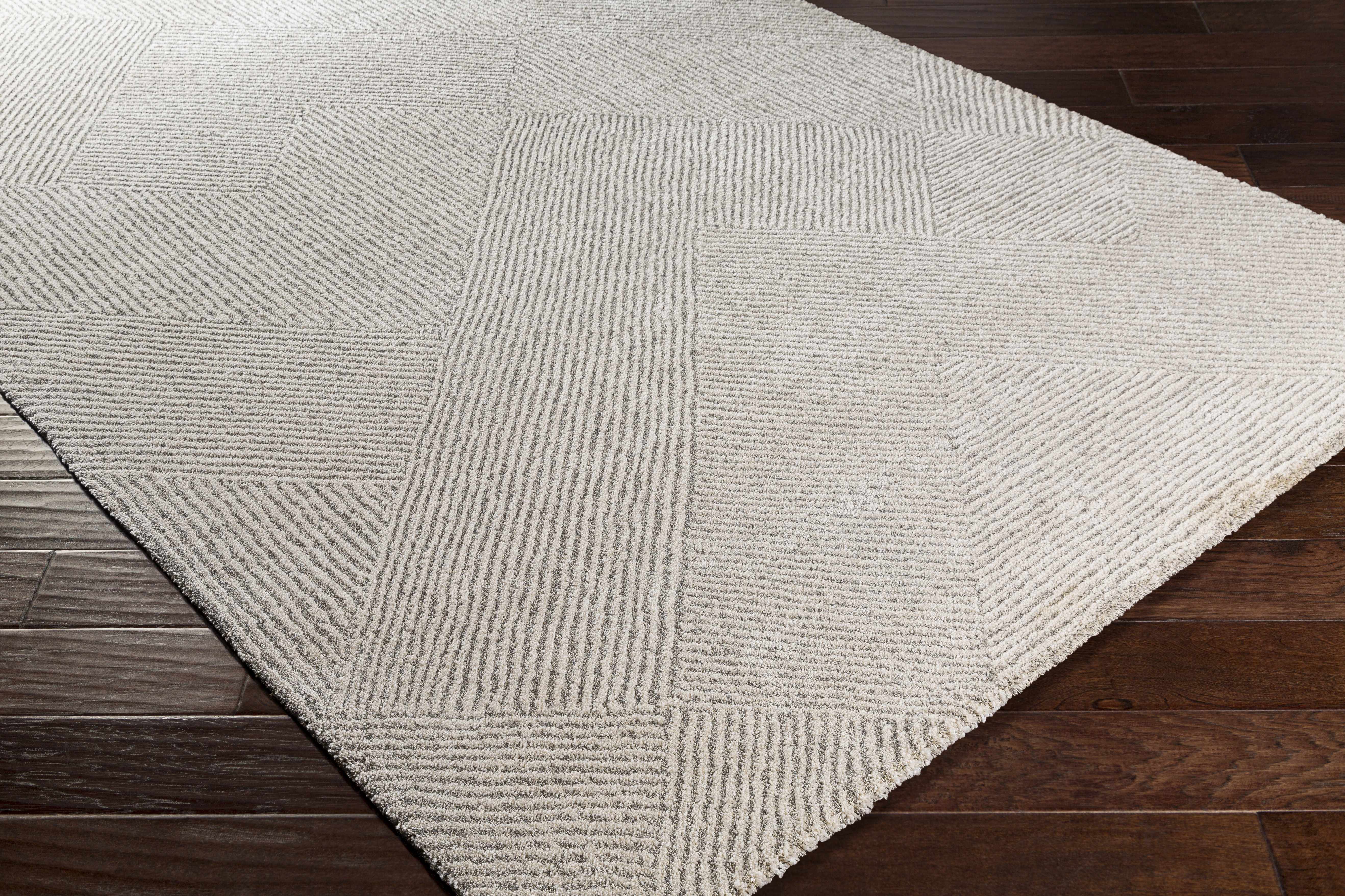 Haven Area Rug  High Pile  Machine Woven  Cream/Gray