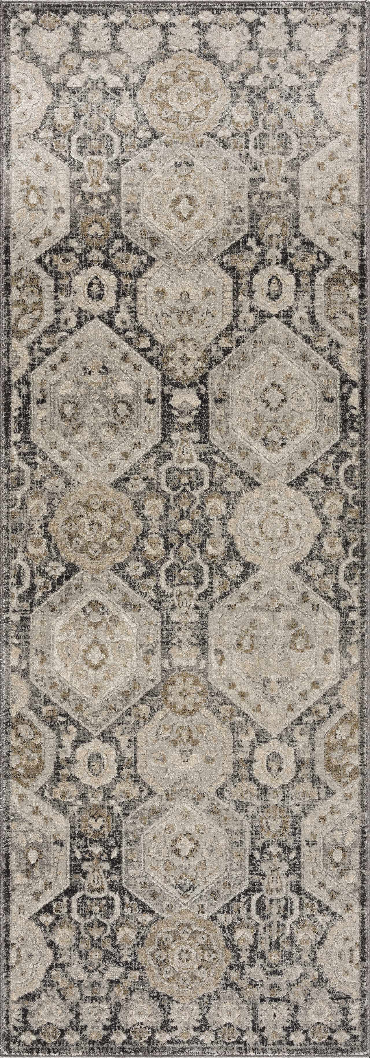 Minoan Area Rug  Traditional Machine Woven  Hexagonal Pattern