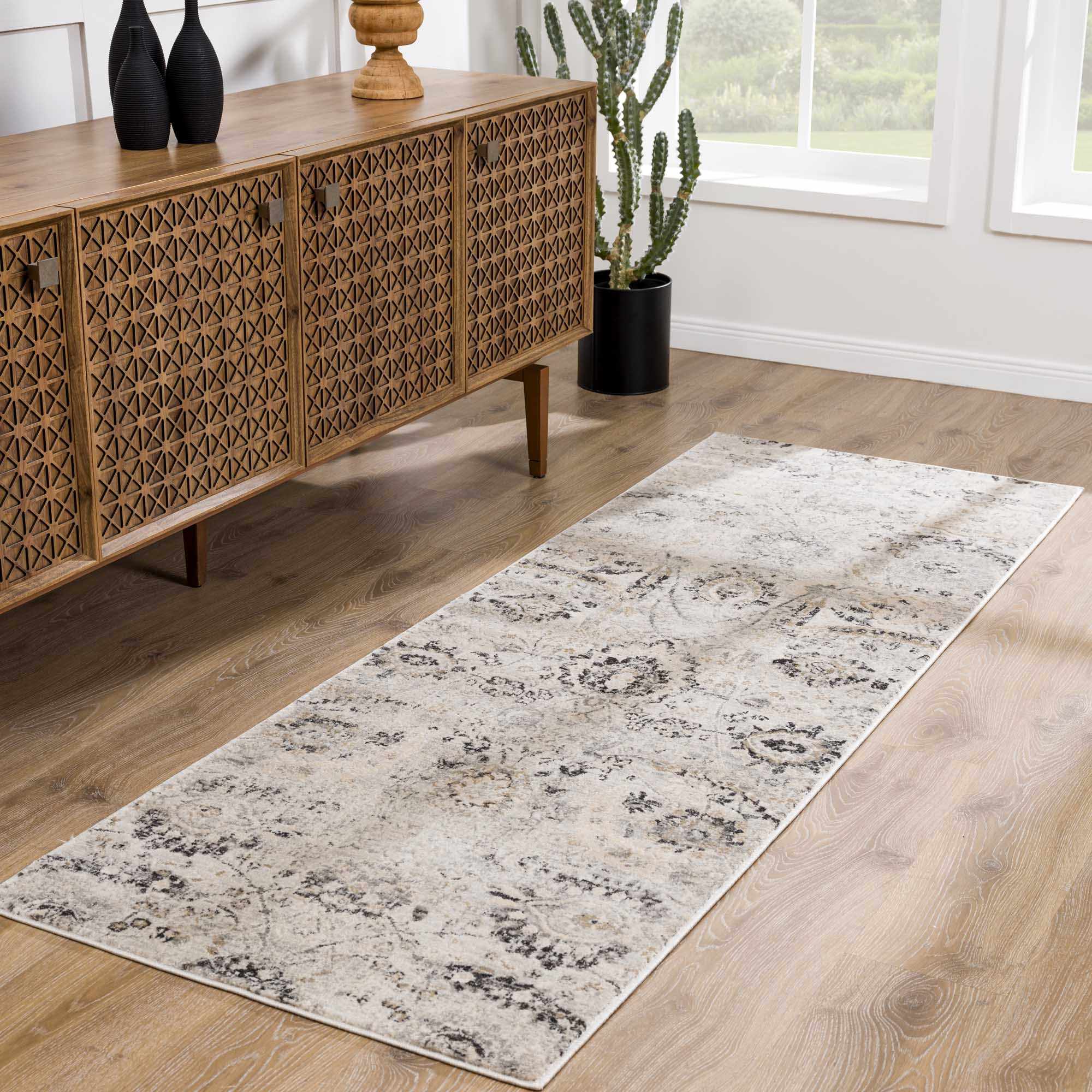 Grove Area Rug  Machine Woven  Medium Pile  Charcoal and Beige