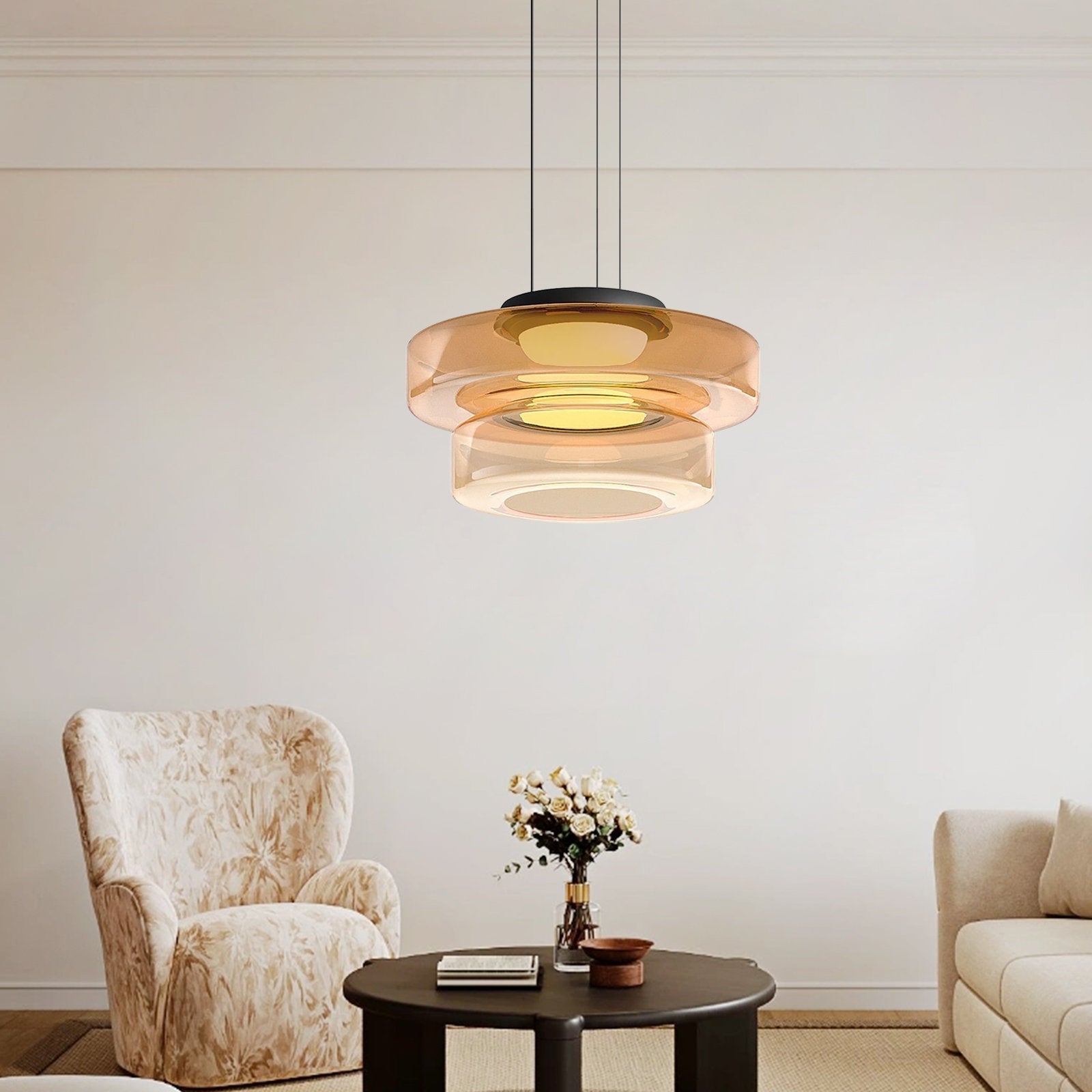 Bela Glass Pendant Lamp | Bauhaus Style, Adjustable Hanging Design