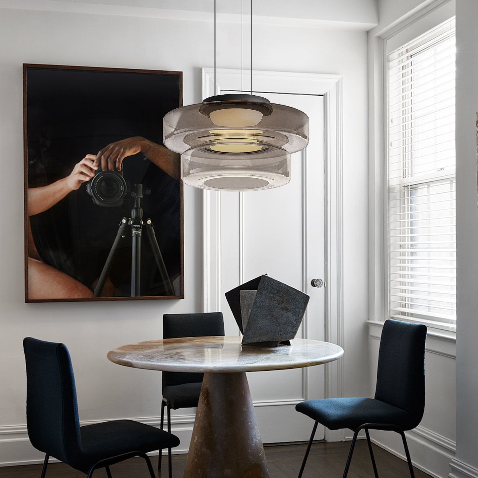 Bela Glass Pendant Lamp | Bauhaus Style, Adjustable Hanging Design