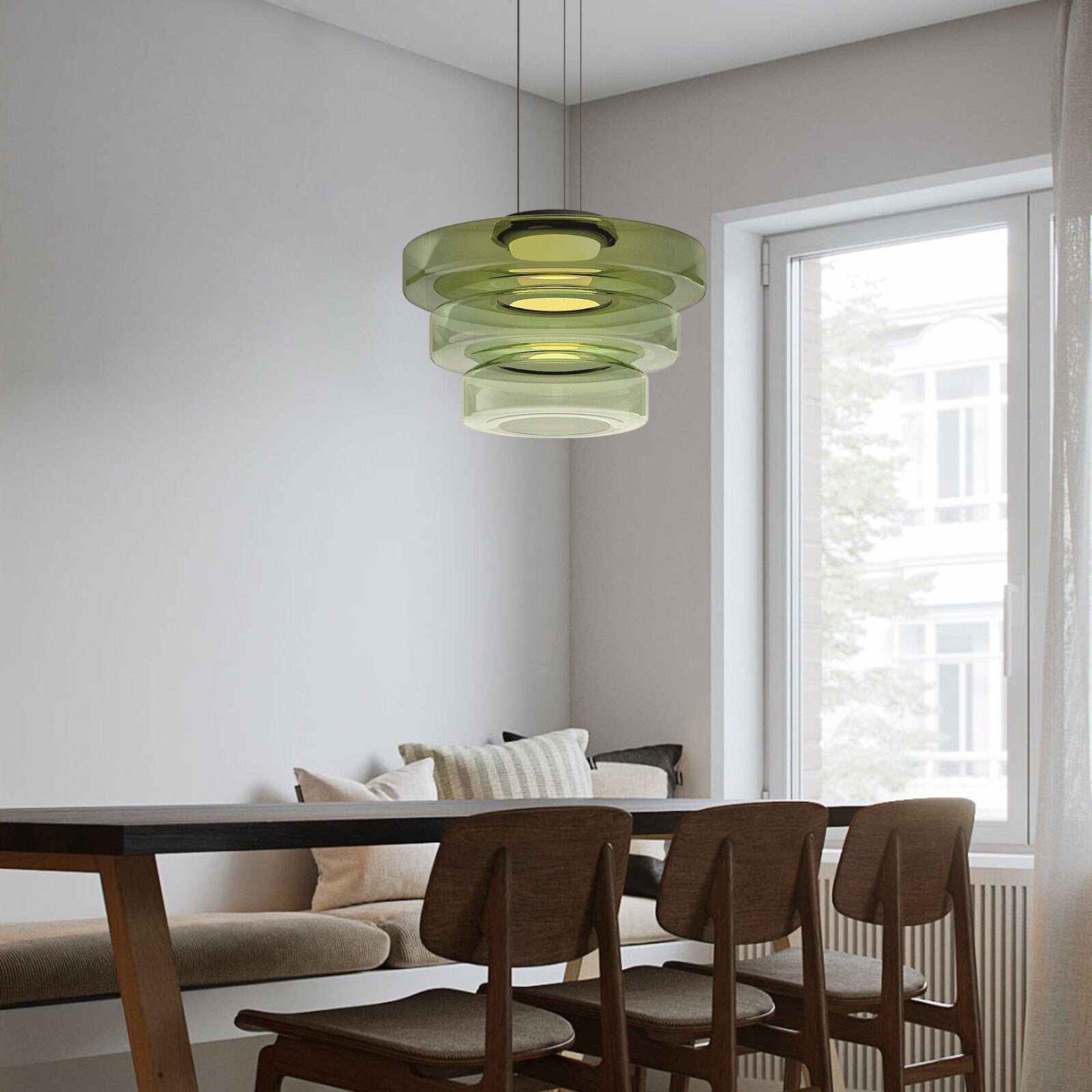 Bela Glass Pendant Lamp | Bauhaus Style, Adjustable Hanging Design