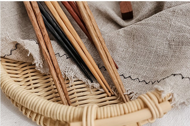 Bento Luxe Set van 5 Paar Houten Eetstokjes | Handgemaakt, Natuurlijk Hout