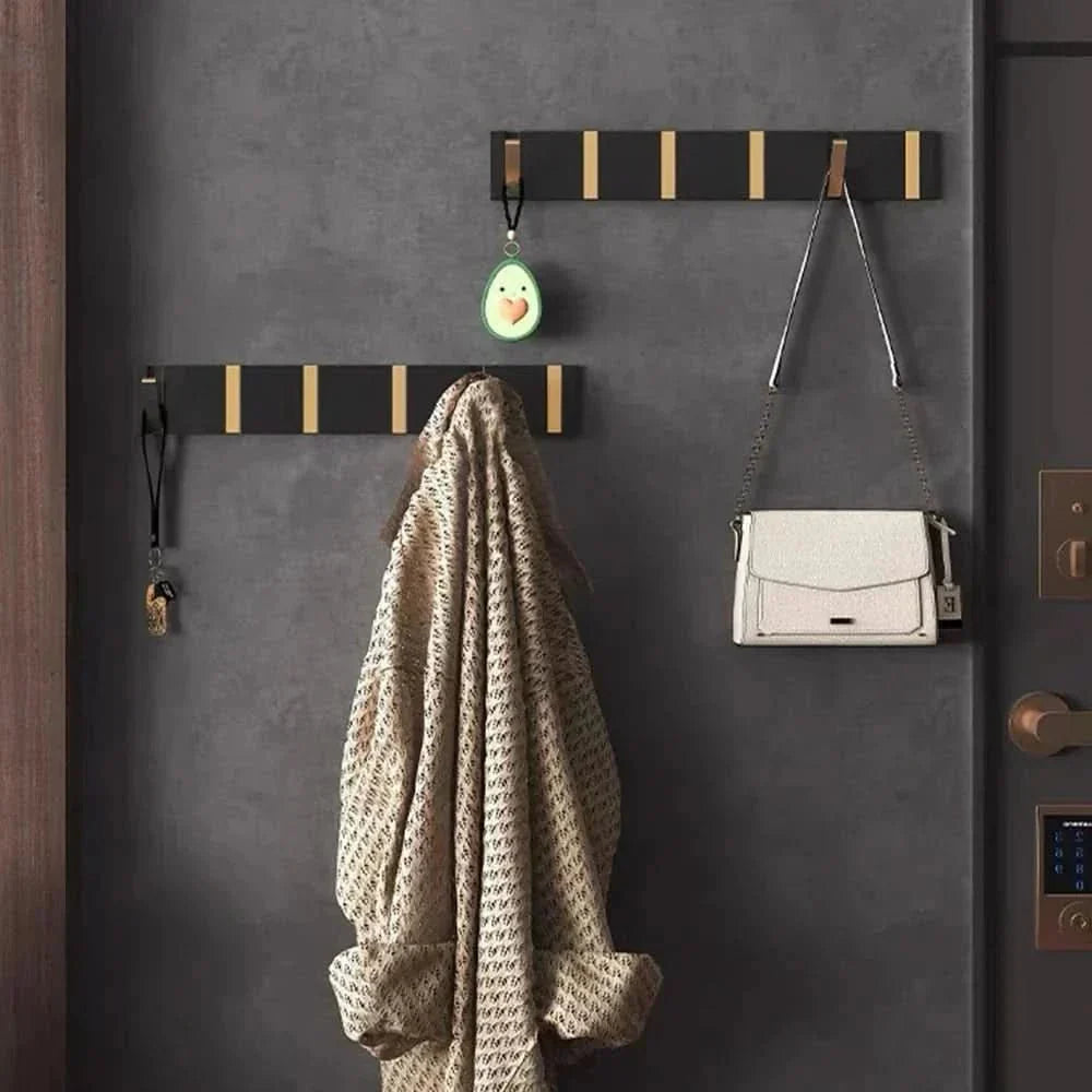 Bello Wall Hooks | Space-Saving Aluminum, Black & Gold