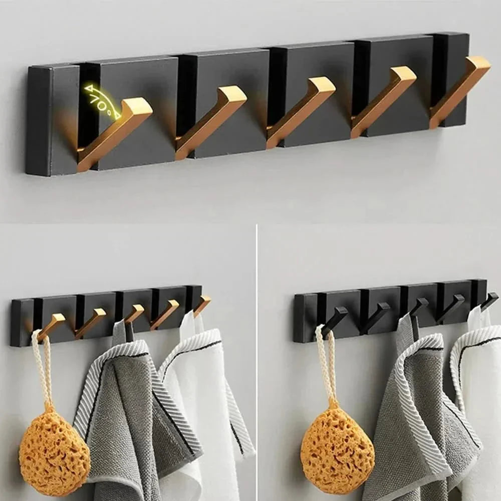Bello Wall Hooks | Space-Saving Aluminum, Black & Gold