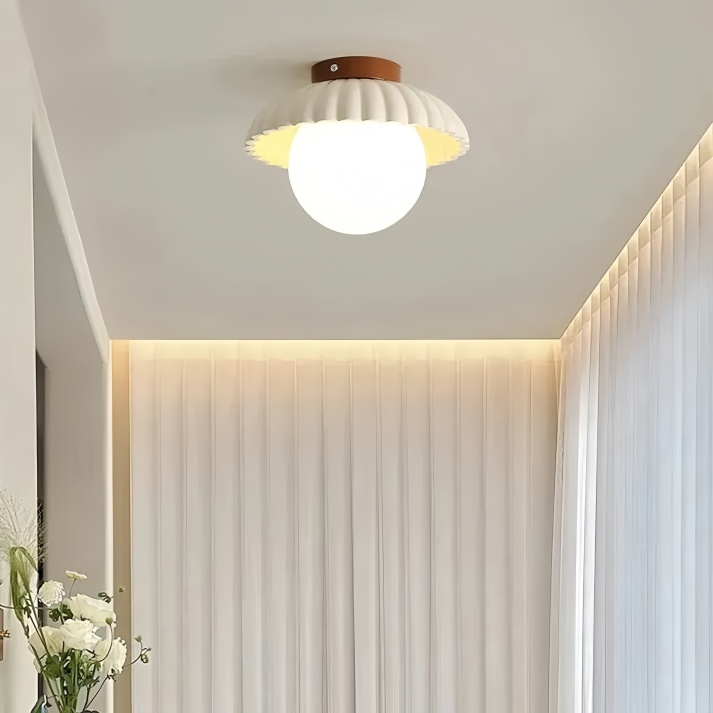 Bela Ceiling Light | Modern Iron & Frosted Glass Flush Mount