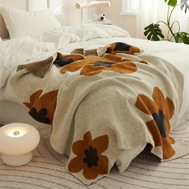 Bela Chenille Plaid Blanket | Floral Design, Soft Velvet