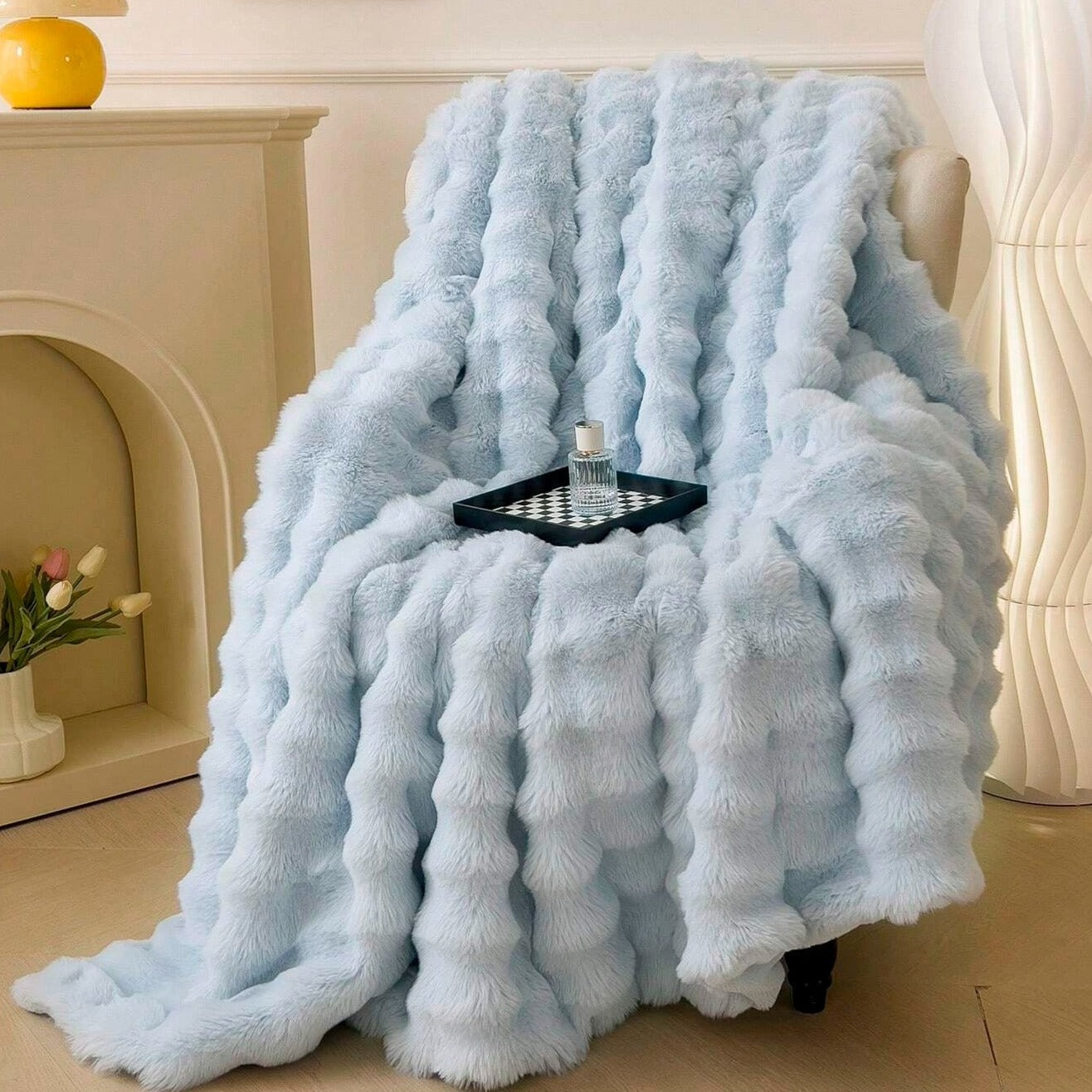 Bela Faux Fur Plaid | Ultra-Plush, Timeless Elegance