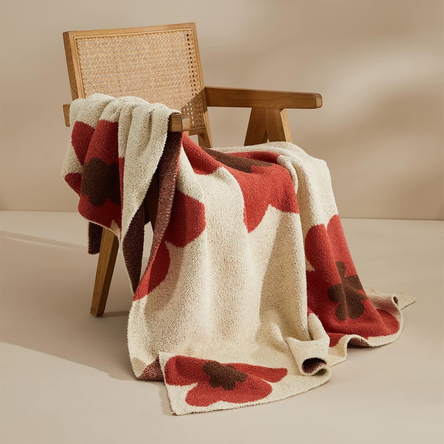 Bela Chenille Plaid Blanket | Floral Design, Soft Velvet