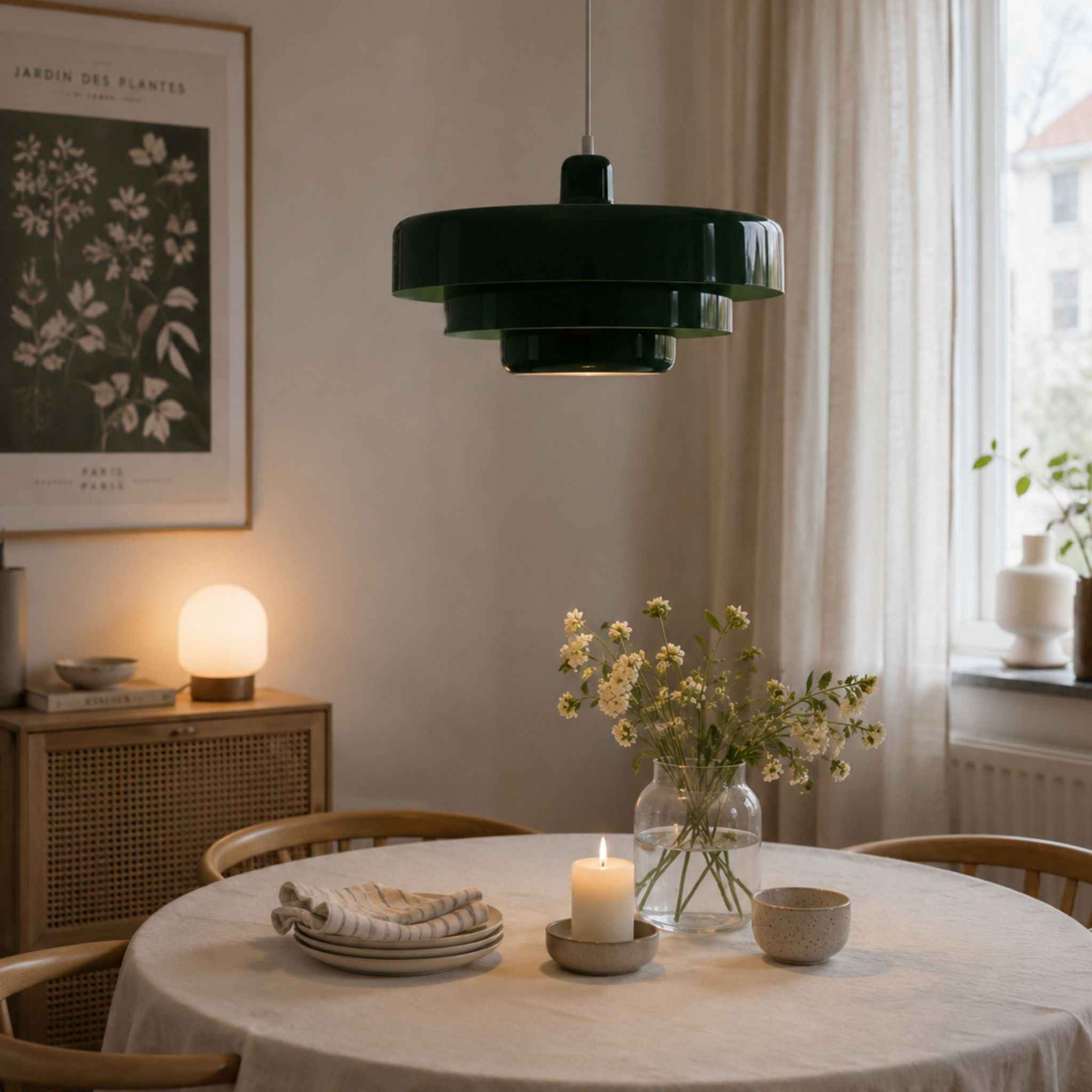 Bello Pendant Lamp | Bauhaus Design, Green Metal Shade Ø35 cm