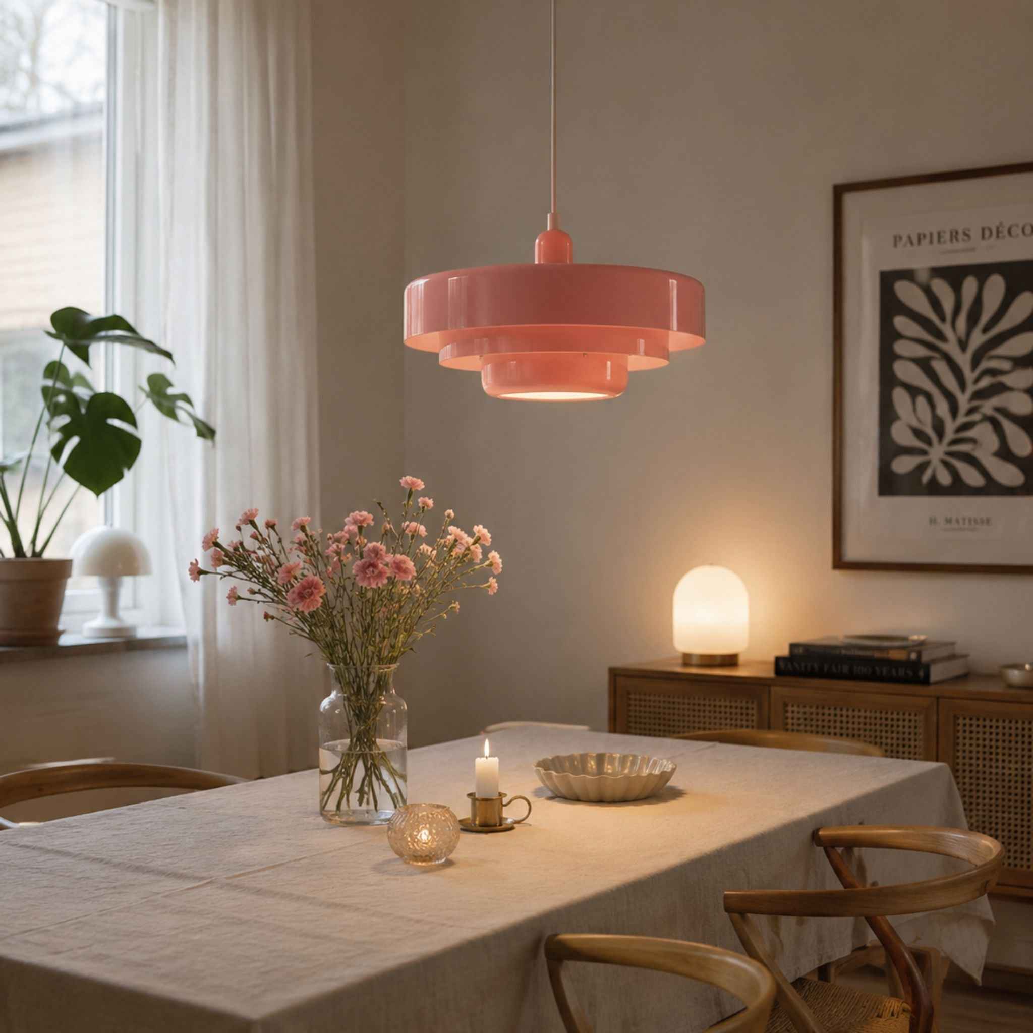 Bella Pendant Lamp | Bauhaus Design, Pink Metal Shade Ø35 cm