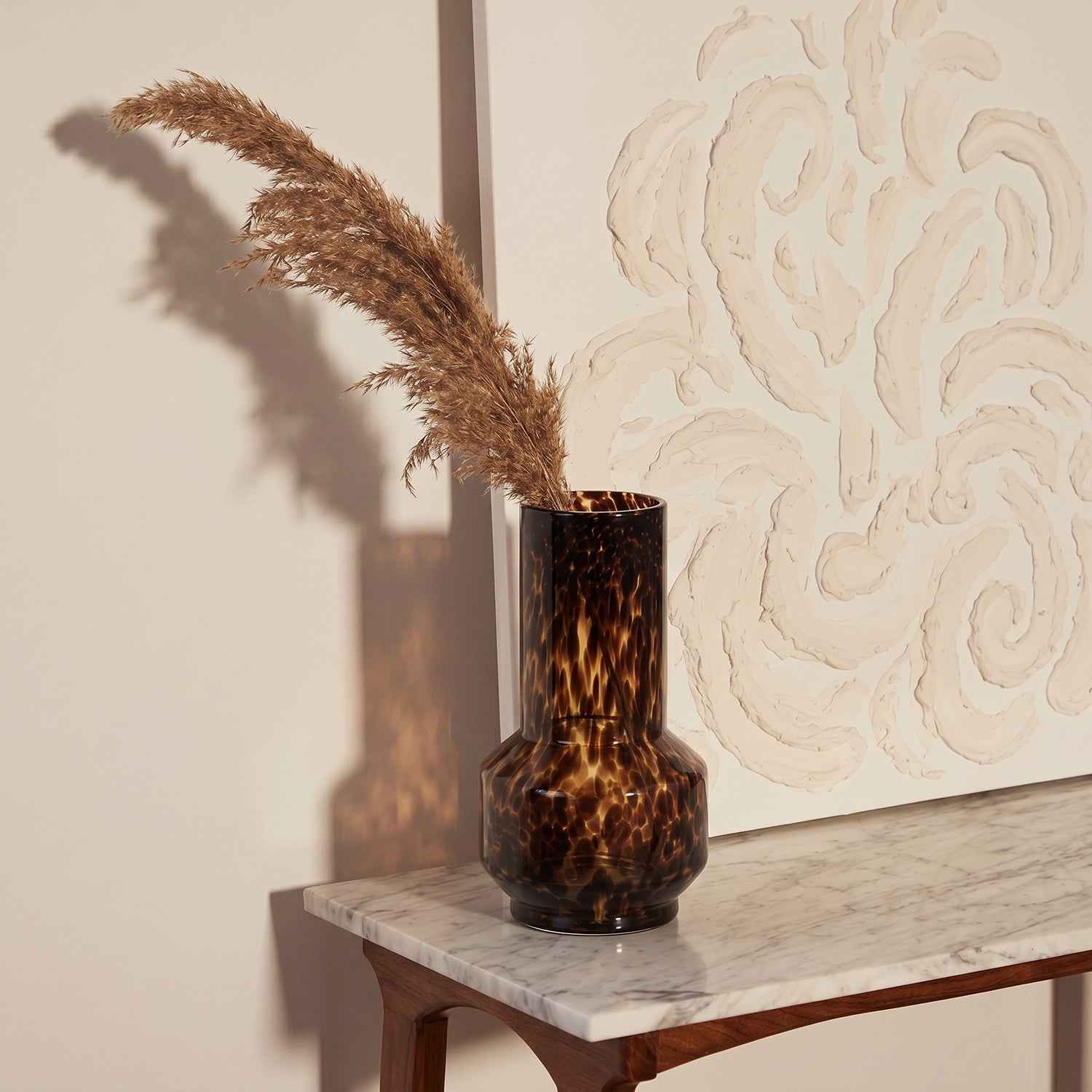 Bello Tortoiseshell Print Vase | Blown Glass, Cylindrical Design