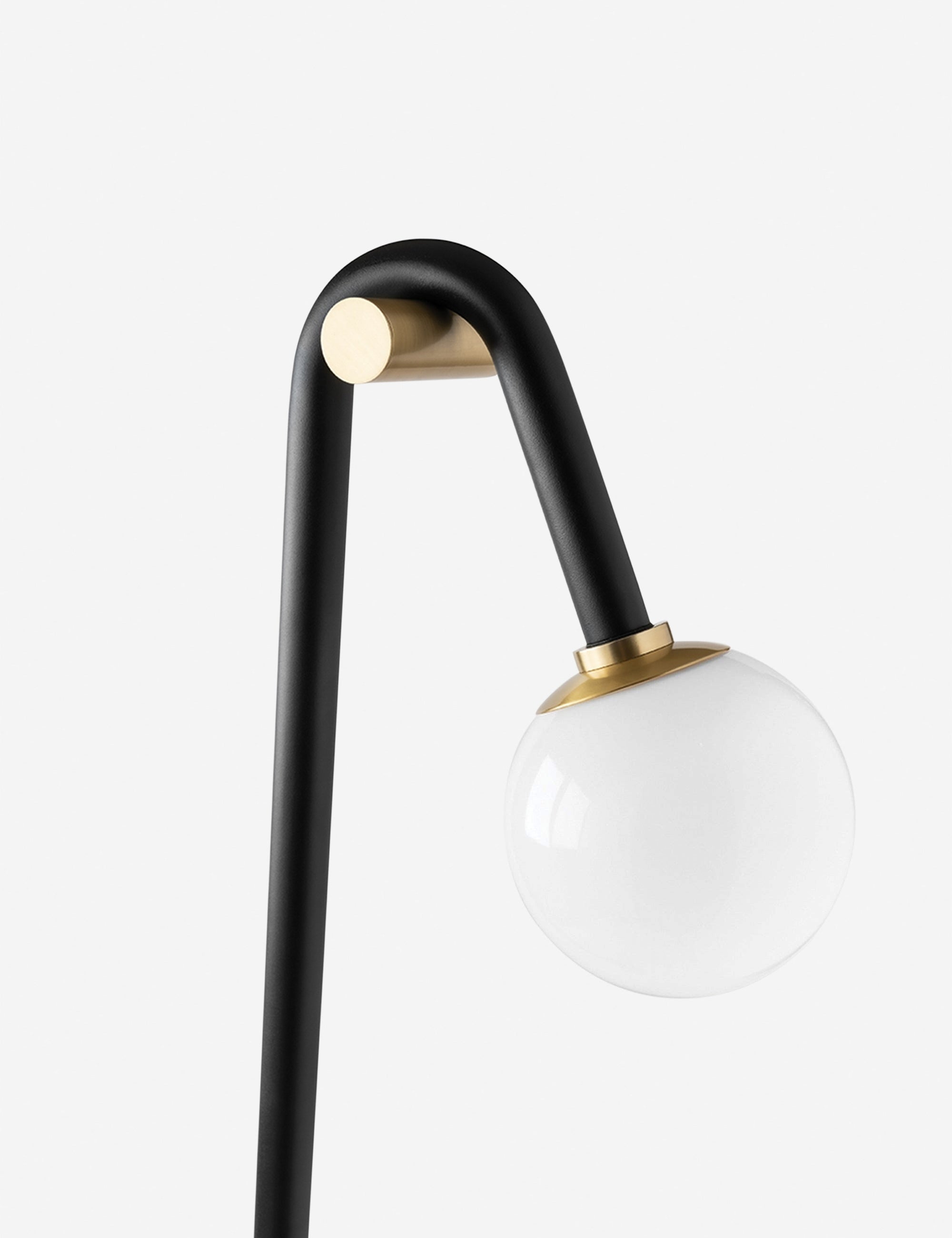 Juno Floor Lamp | Sleek Black Pipe, Glossy Opal Shade