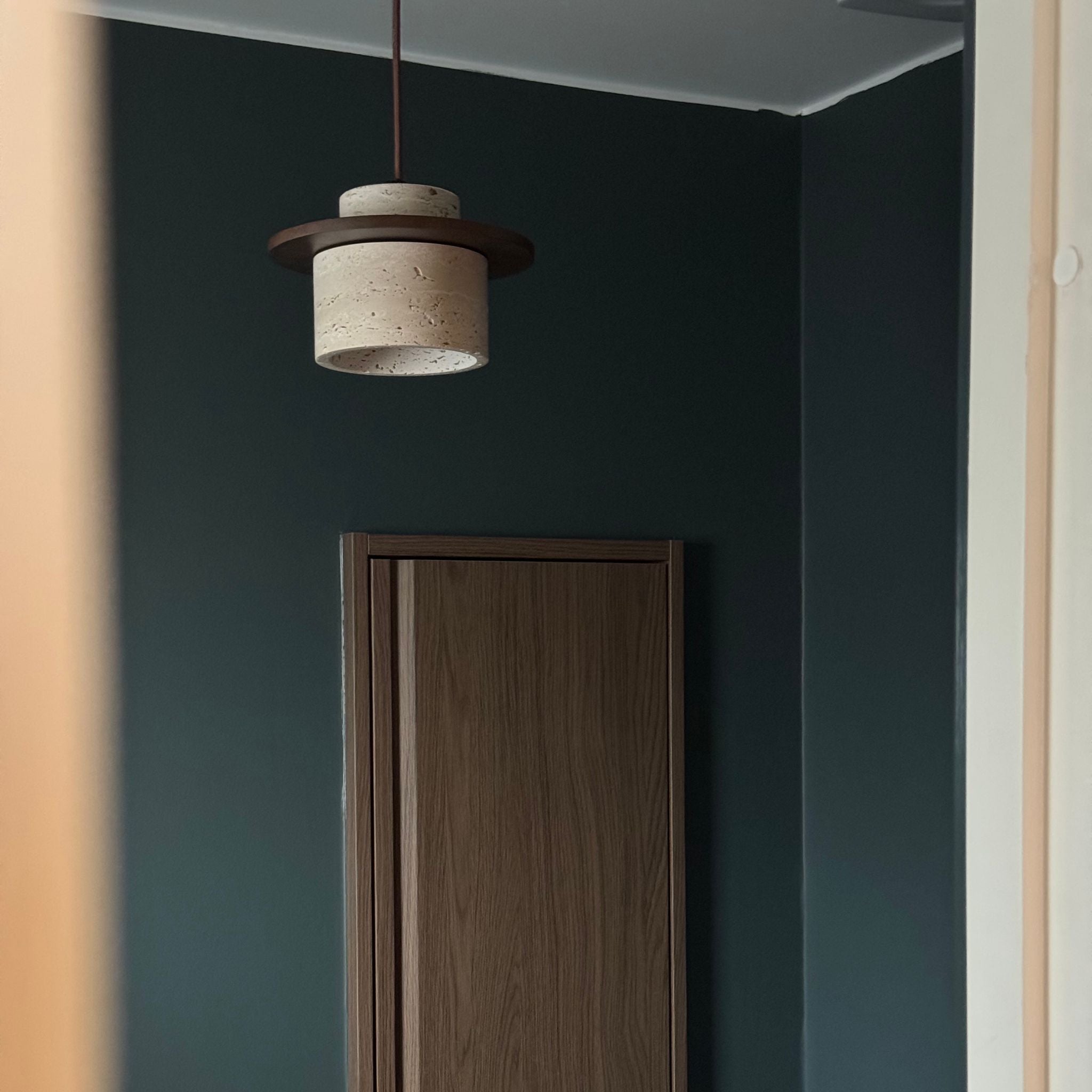 Kairo Pendant Light | Travertine & Wood, Japandi Style