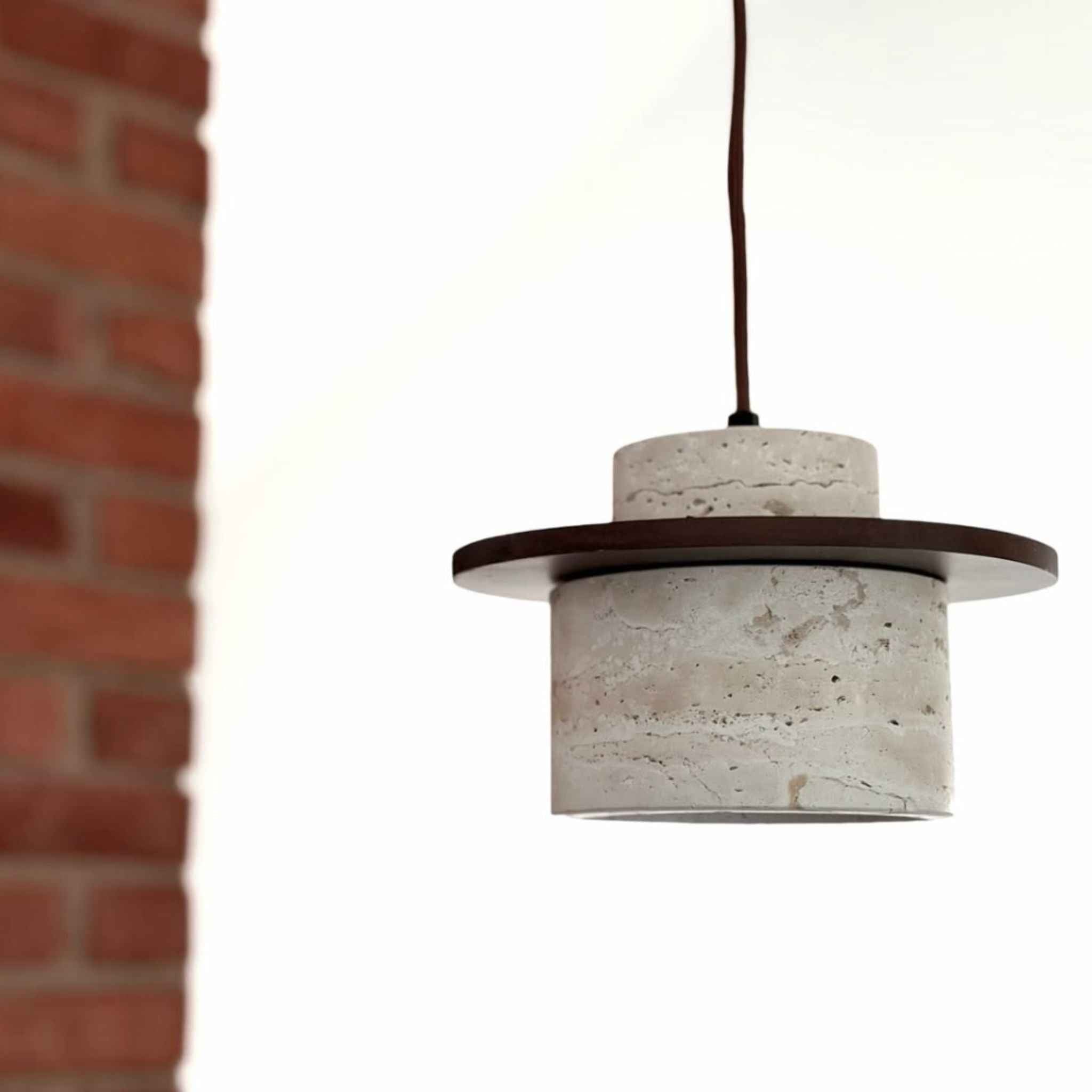 Kairo Pendant Light | Travertine & Wood, Japandi Style