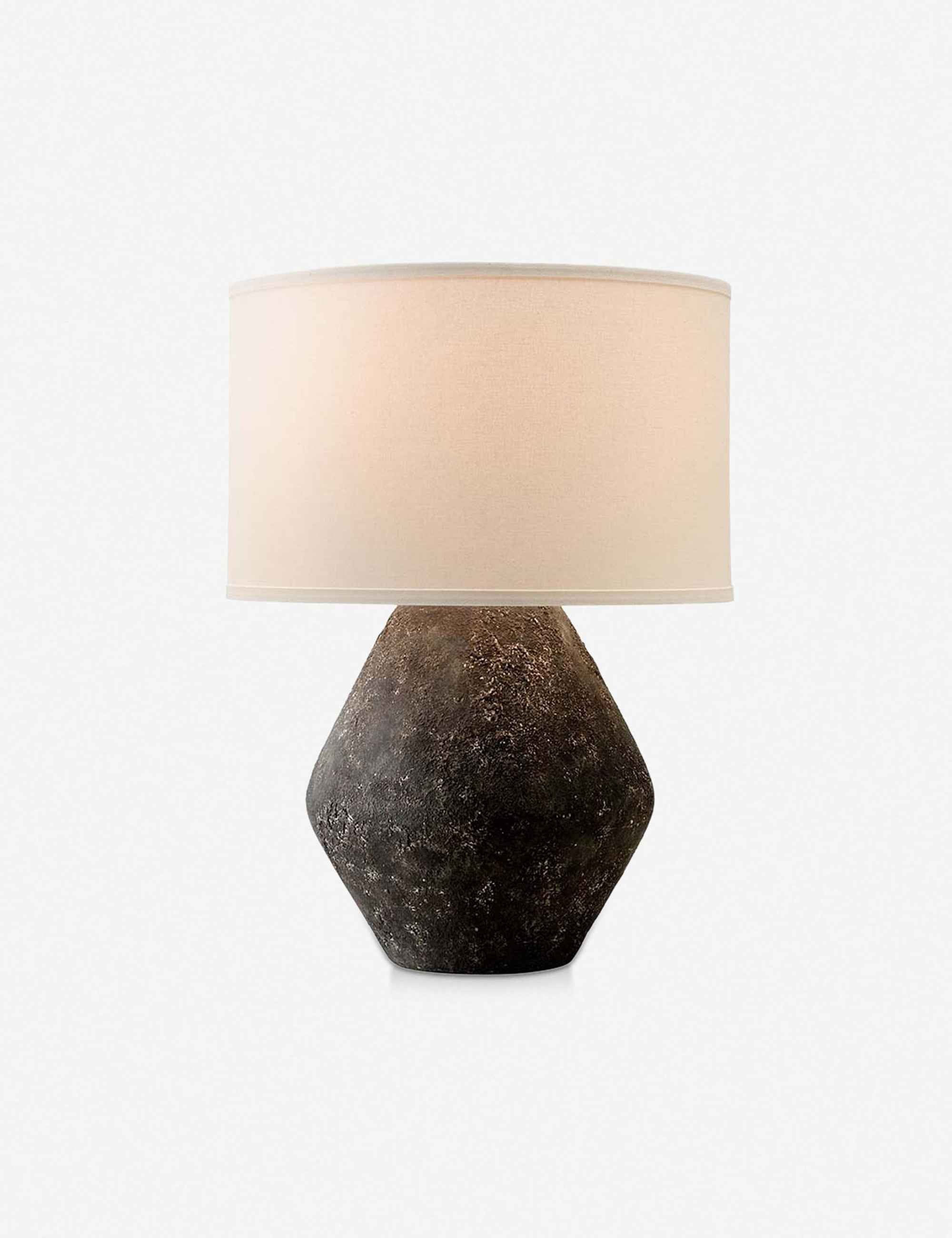 Kaya Table Lamp | Textured Base, Curved Linen Shade