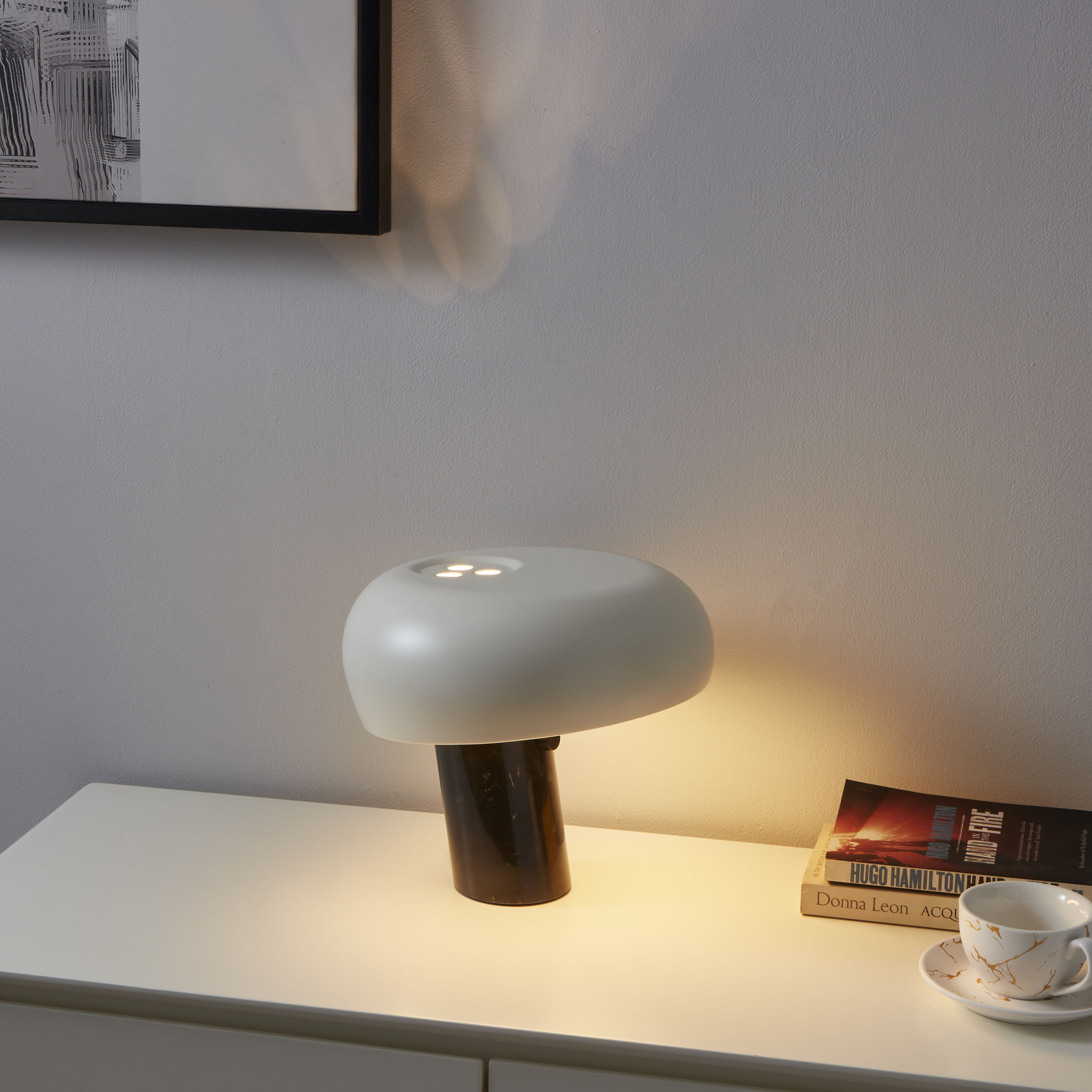 Kairo Table Lamp | Black Marble Base, Internal Dimmer