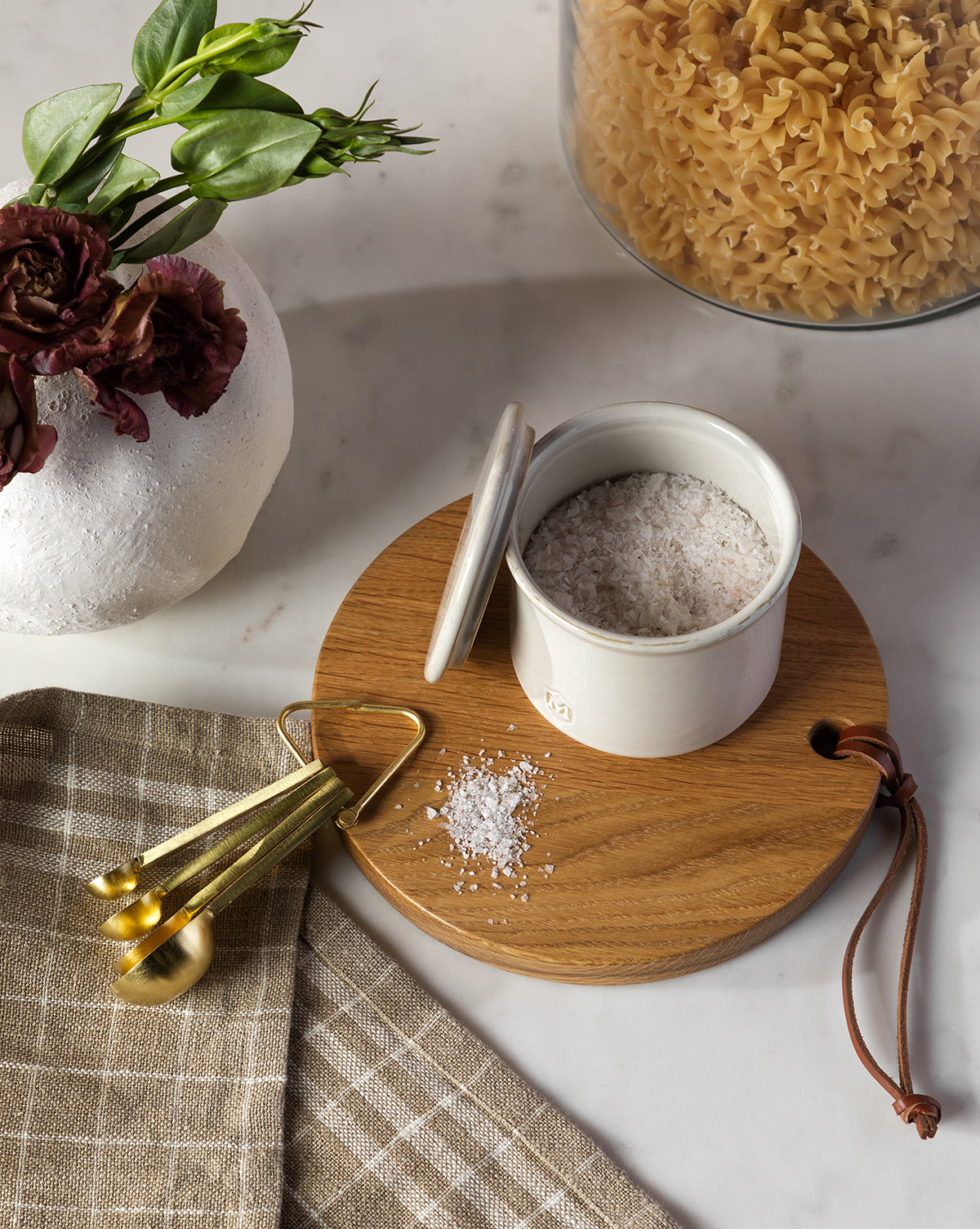 Bela Stoneware Salt Cellar  Glazed Cream Finish