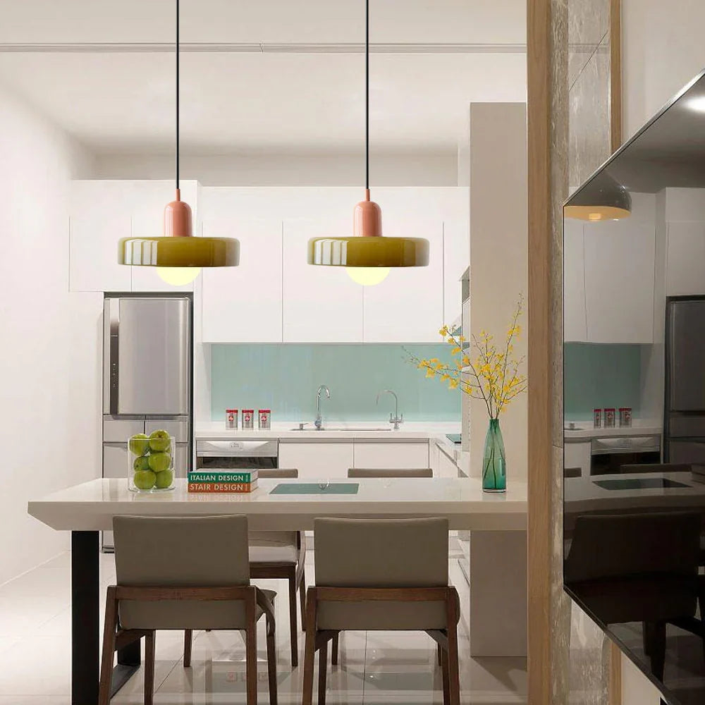 Luna Colored Glass Pendant Light | Adjustable Height, Modern Design