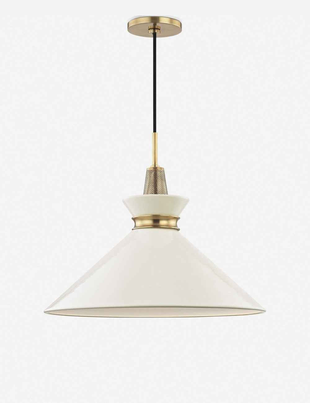Kleo Pendant Light | White Lacquered Finish, Aged Brass Hardware
