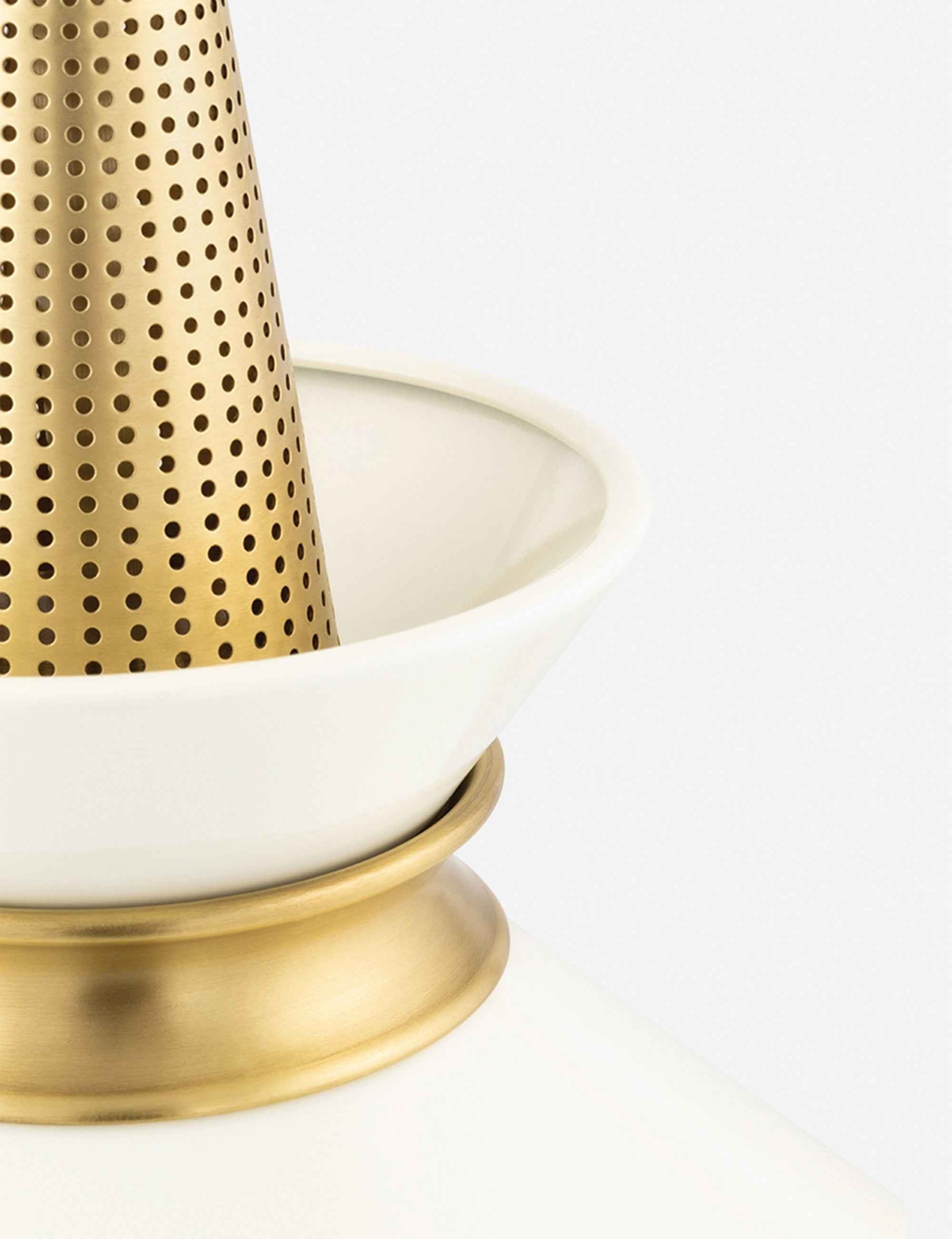 Kleo Pendant Light | White Lacquered Finish, Aged Brass Hardware