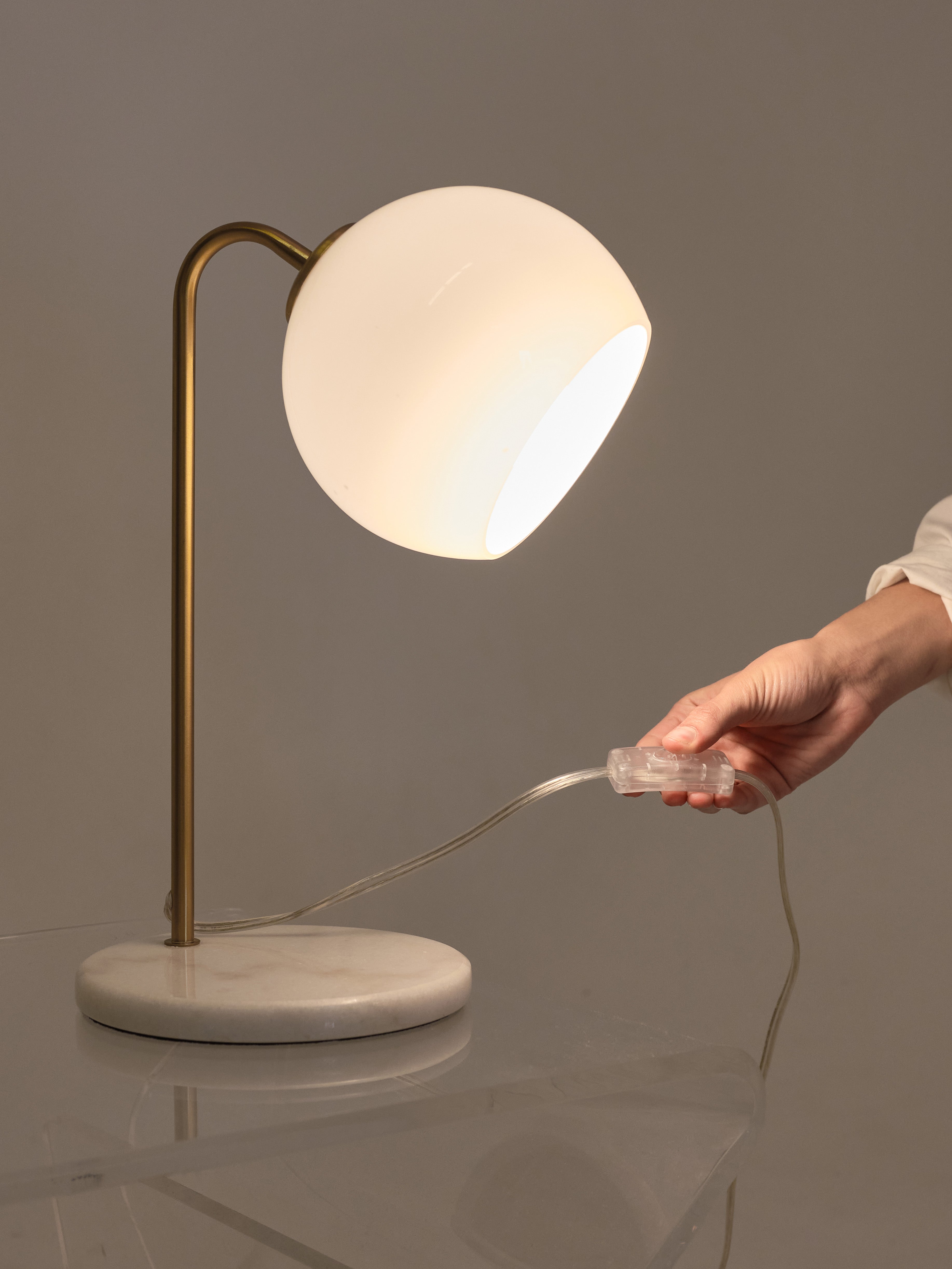Kara Table Lamp | Frosted Glass Shade, Marble Base
