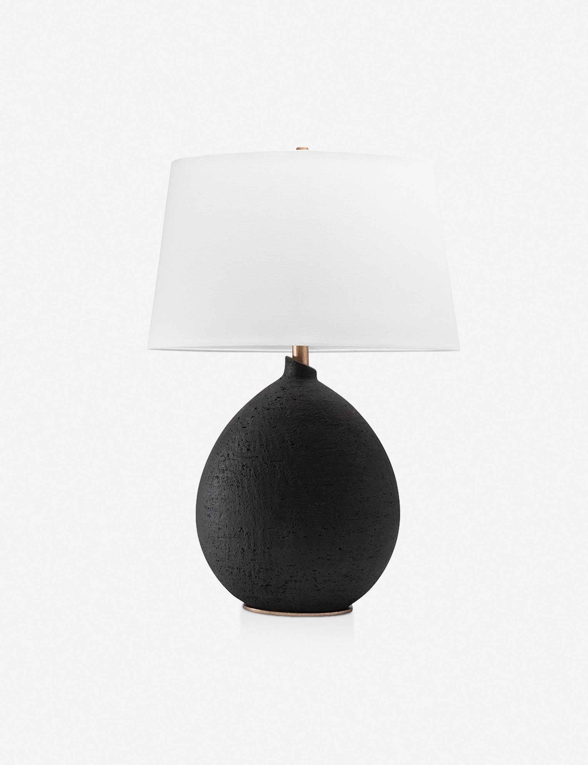 Arielle Table Lamp | Textured Concrete, Asymmetrical Brass Detail