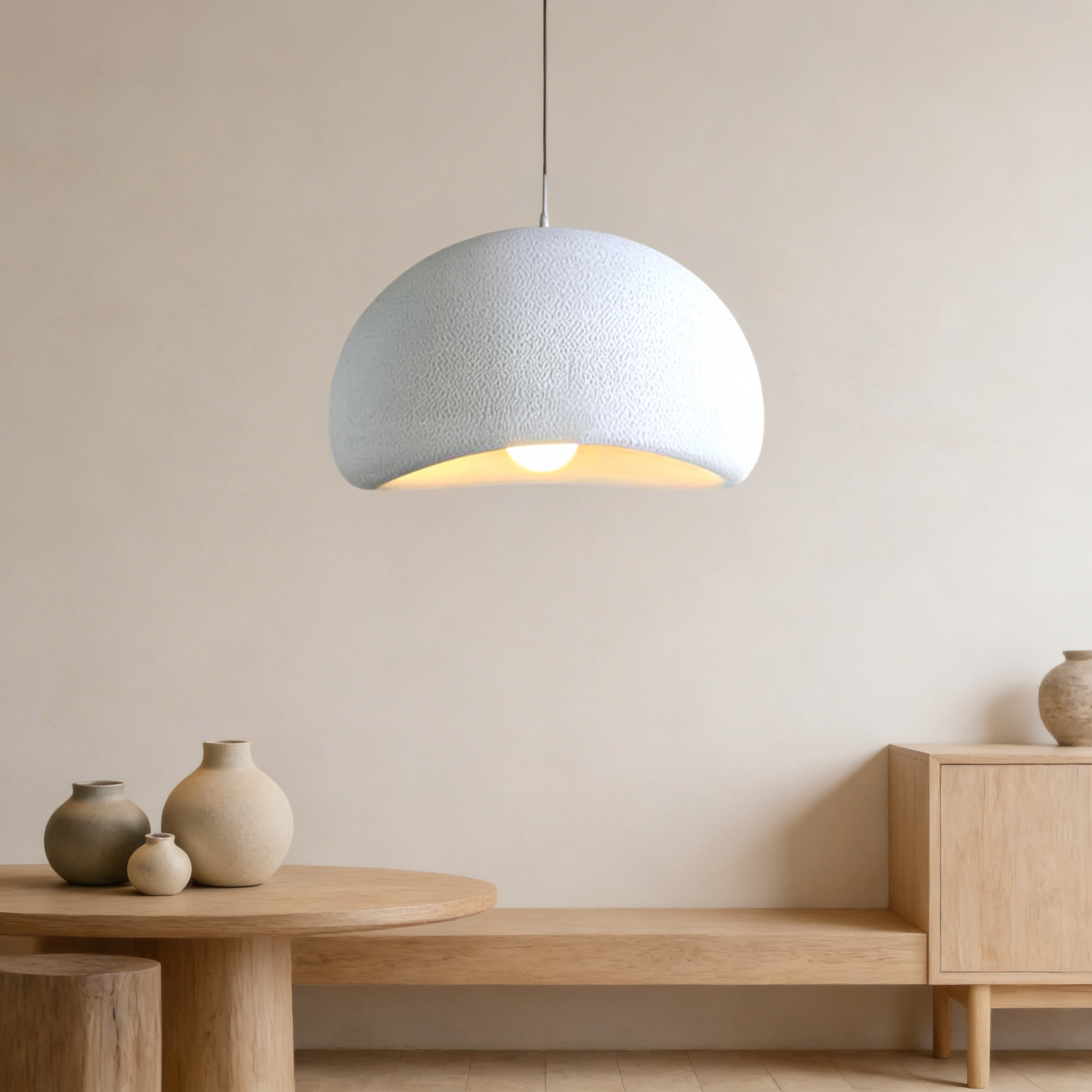 Wabi Sabi – Cream Minimalist Ceiling Lamp 40cm - Cendre Home