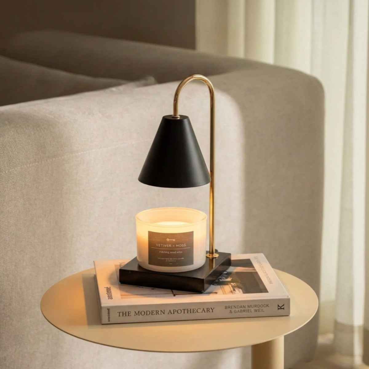 Serenity – Black Modern Adjustable Timer Candle Warmer Lamp - Cendre Home