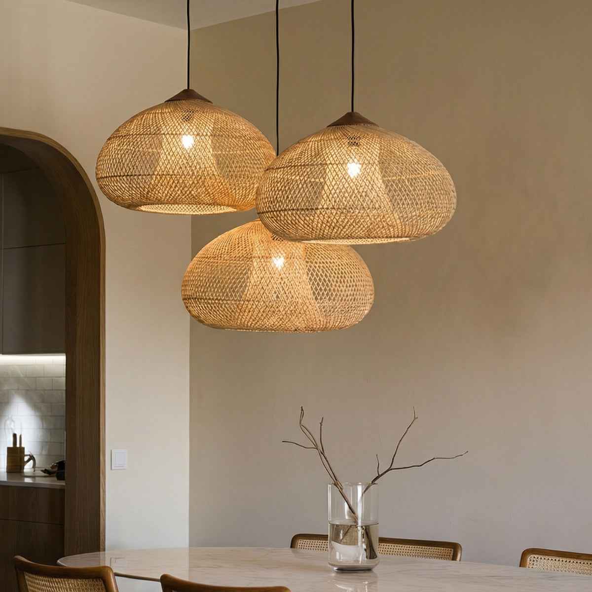 Ethereal – Natural Boho Rattan Pendant Lamp 80cm - Cendre Home