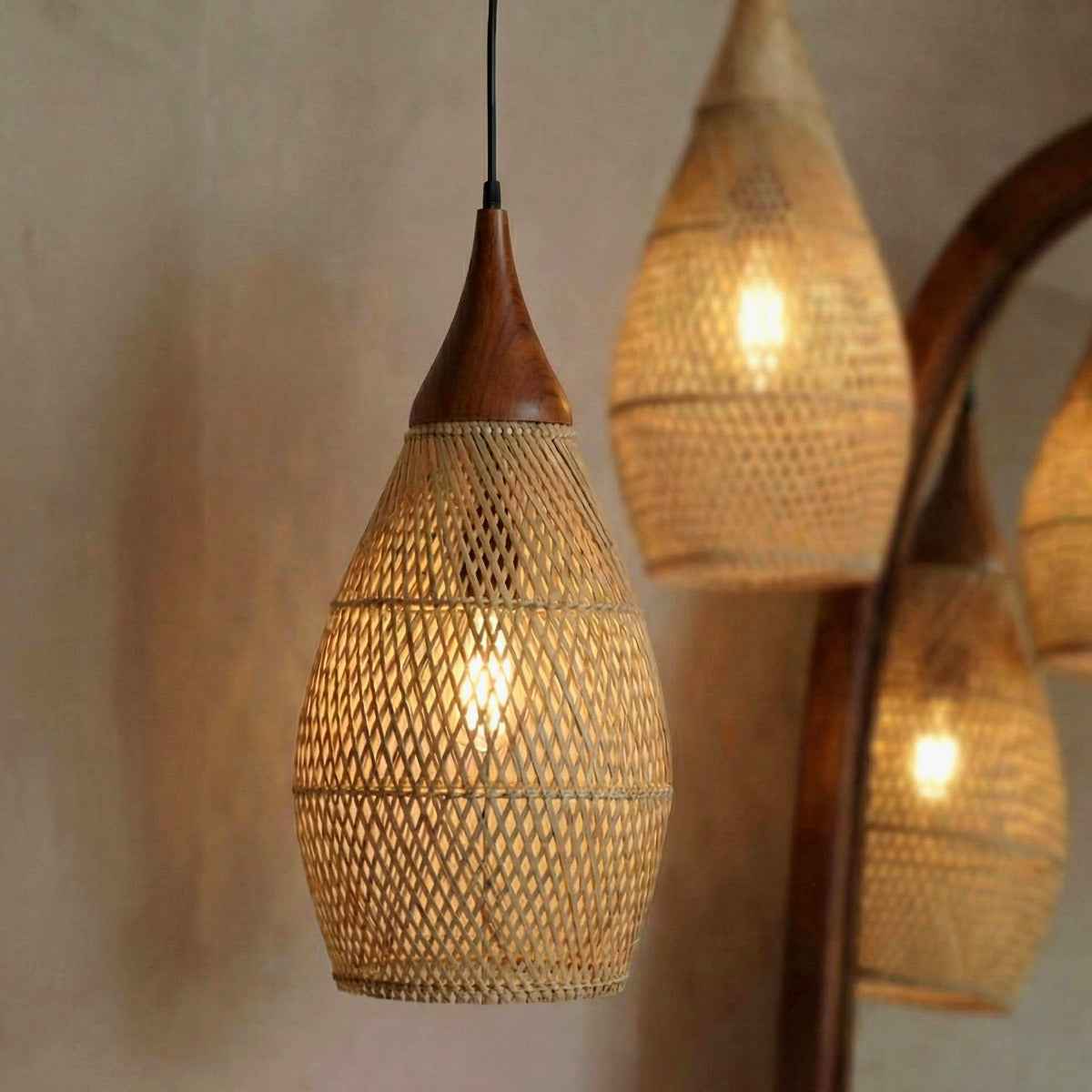 Ethereal – Natural Boho Rattan Pendant Light 25cm - Cendre Home