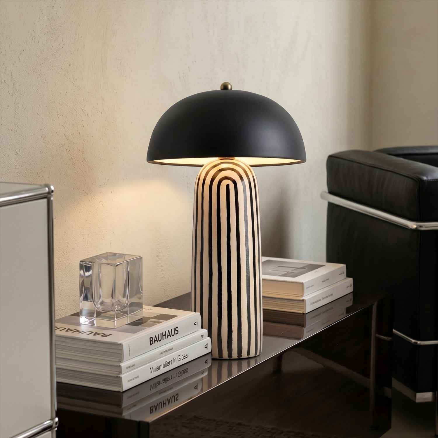 Zara Table Lamp | Zebra-Striped Base, Ceramic Shade