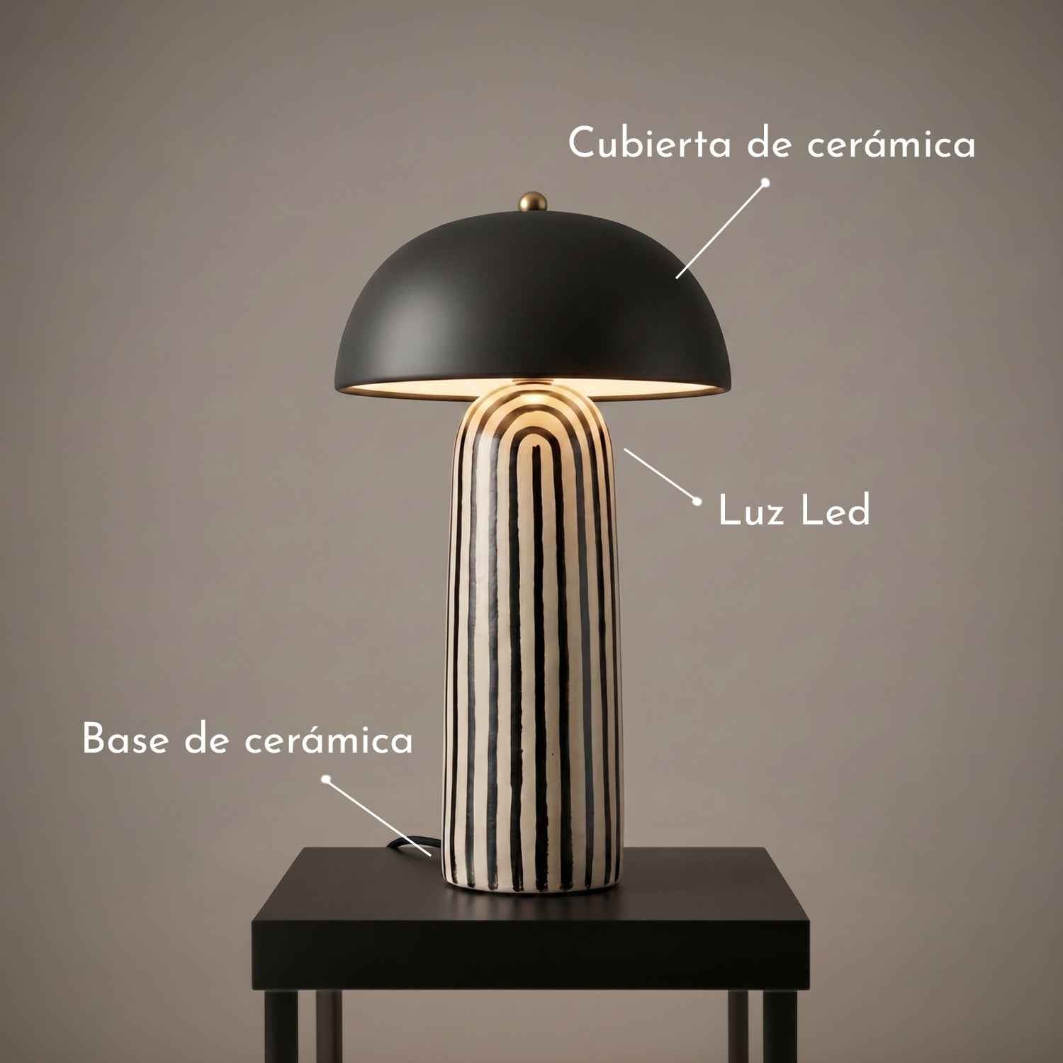 Zara Table Lamp | Zebra-Striped Base, Ceramic Shade
