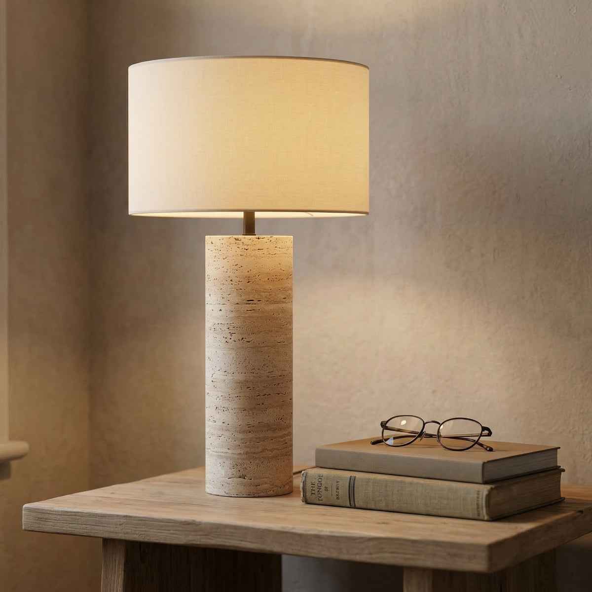 Nordic – Cream Travertine Table Lamp, Large - Cendre Home