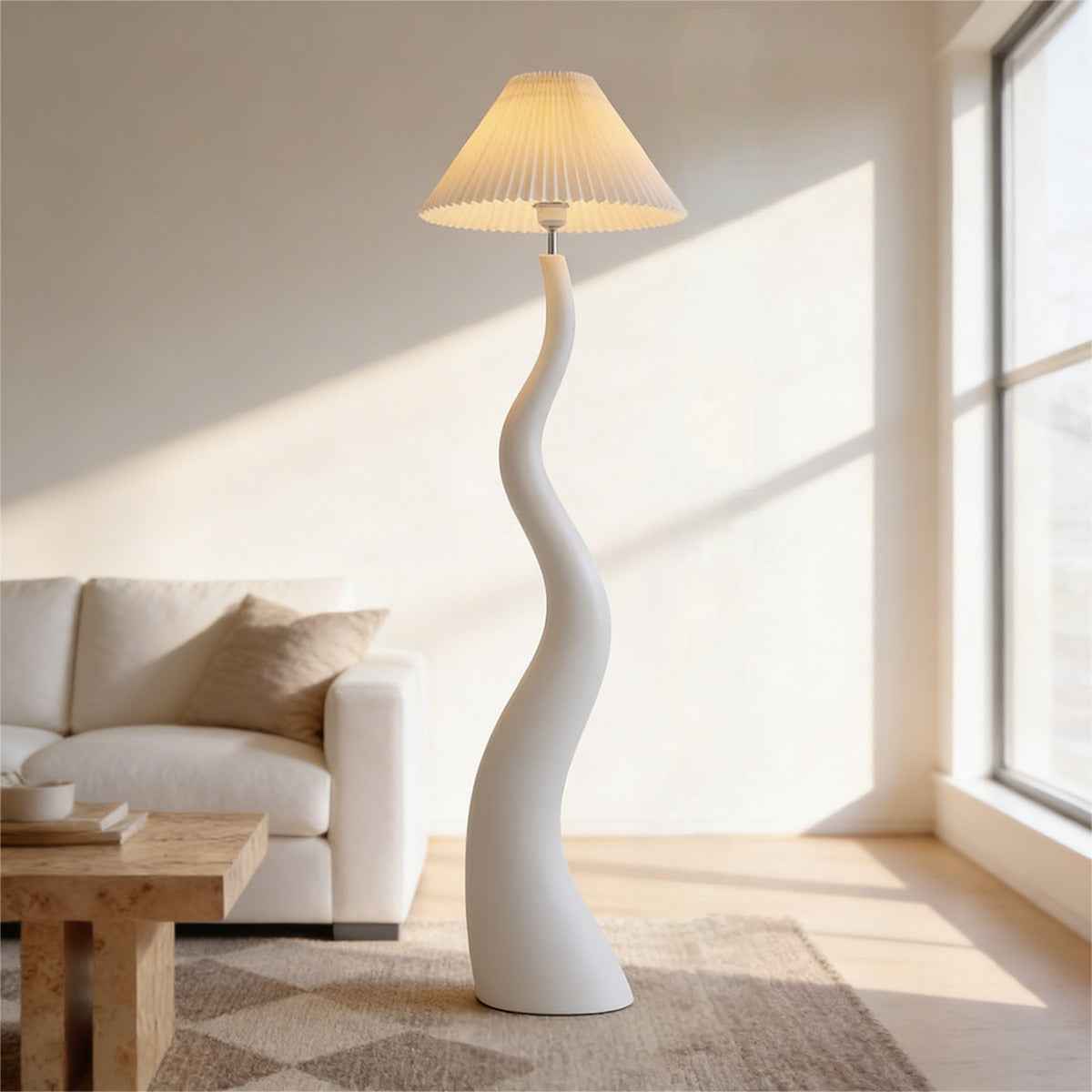 Santu – Natural Japandi Curvy Floor Lamp 165cm - Cendre Home