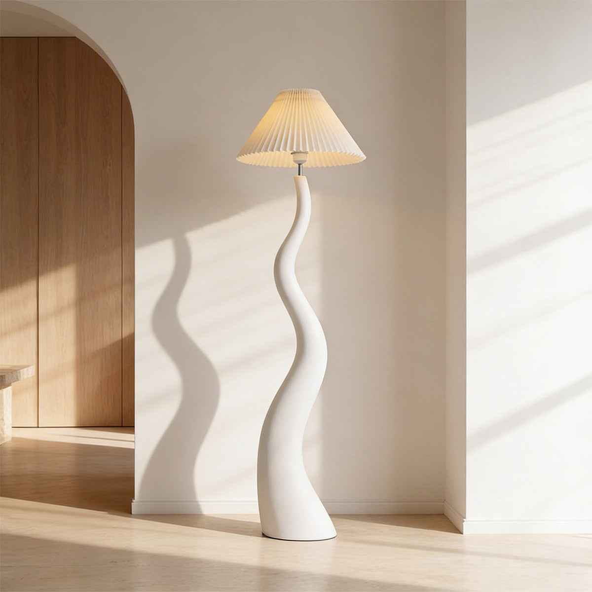 Santu – Natural Japandi Curvy Floor Lamp 165cm - Cendre Home