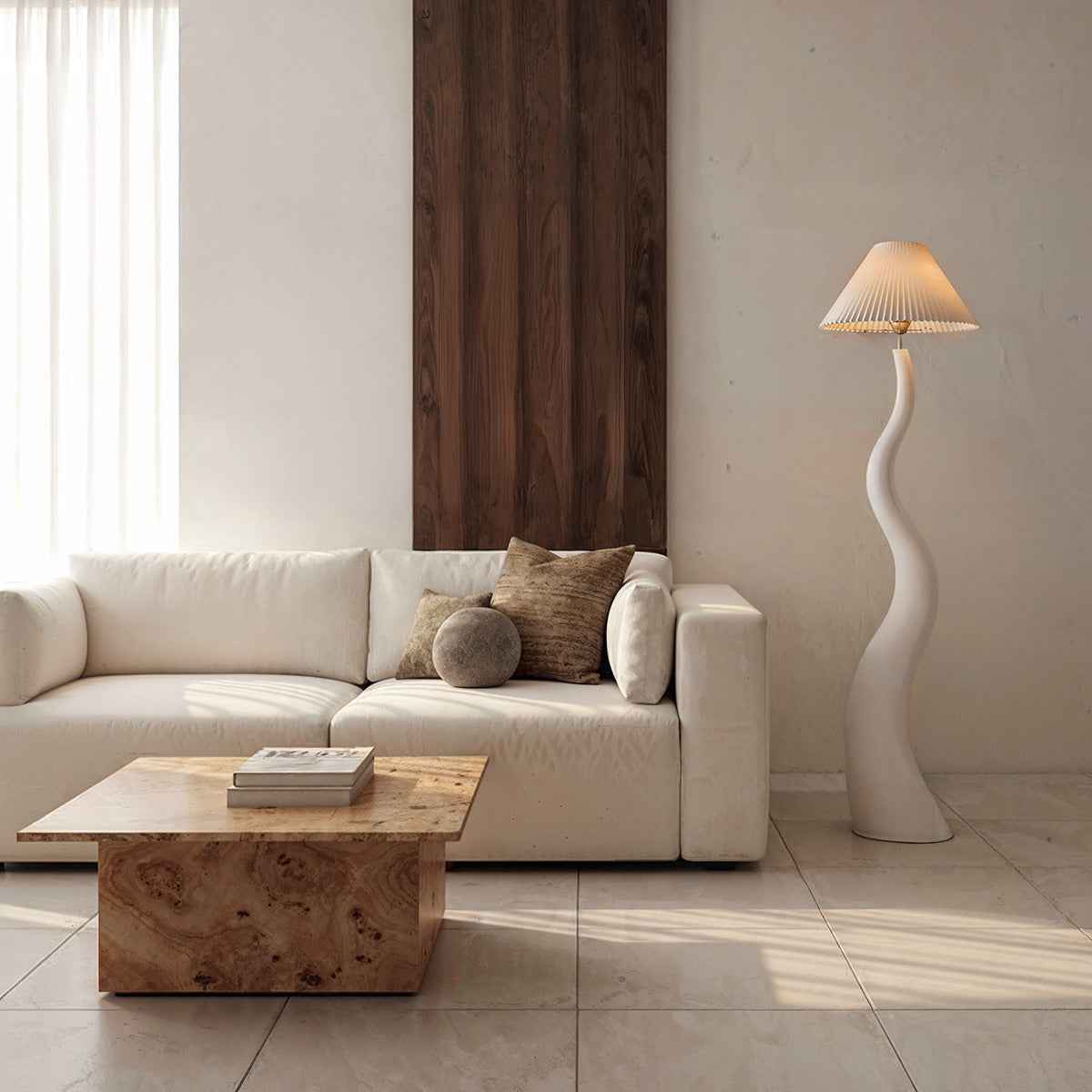 Santu – Natural Japandi Curvy Floor Lamp 165cm - Cendre Home