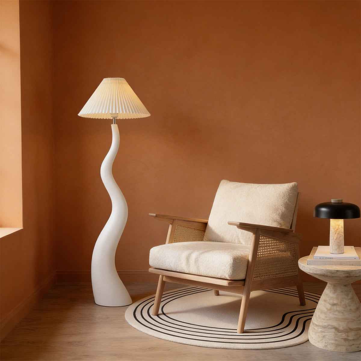 Santu – Natural Japandi Curvy Floor Lamp 165cm - Cendre Home