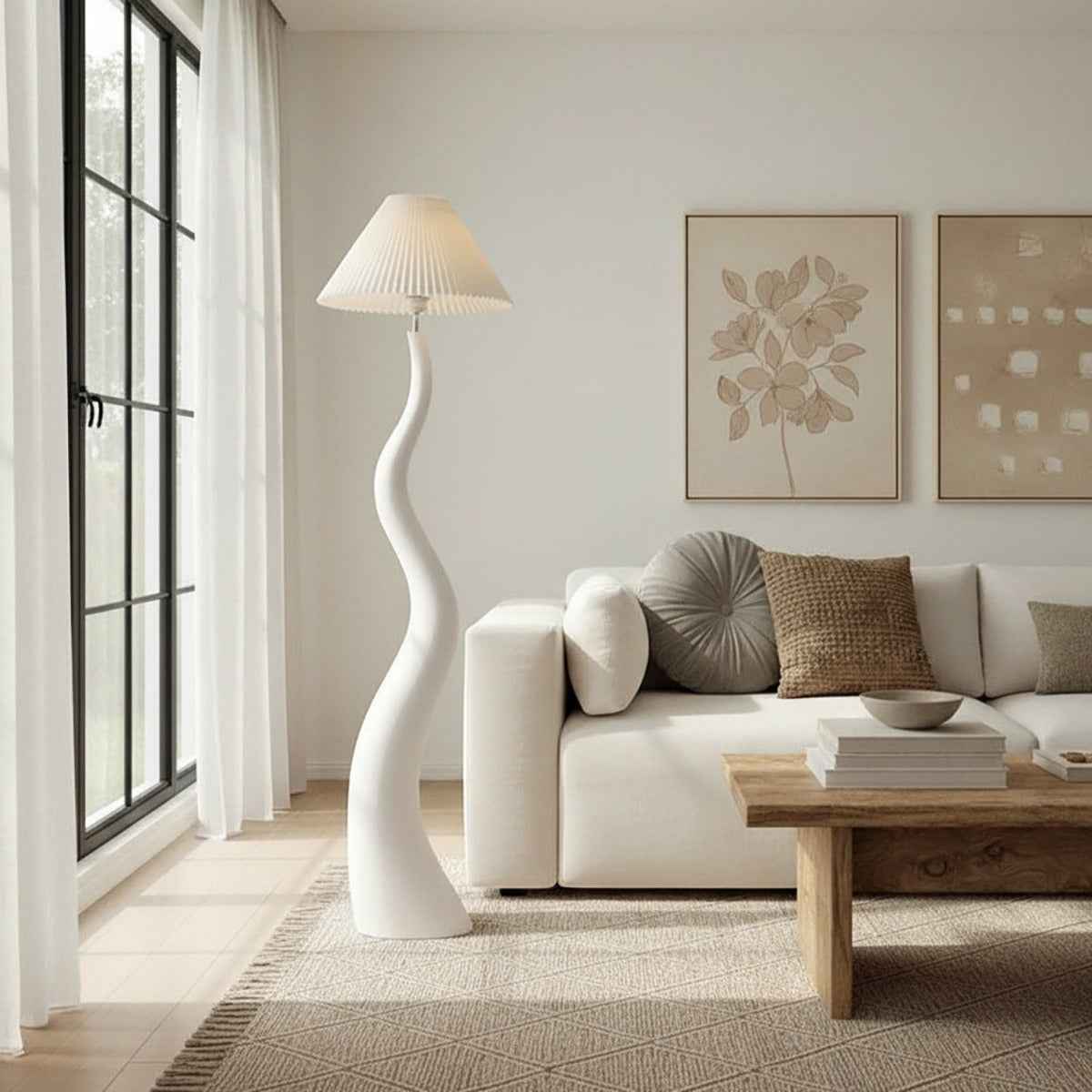 Santu – Natural Japandi Curvy Floor Lamp 165cm - Cendre Home