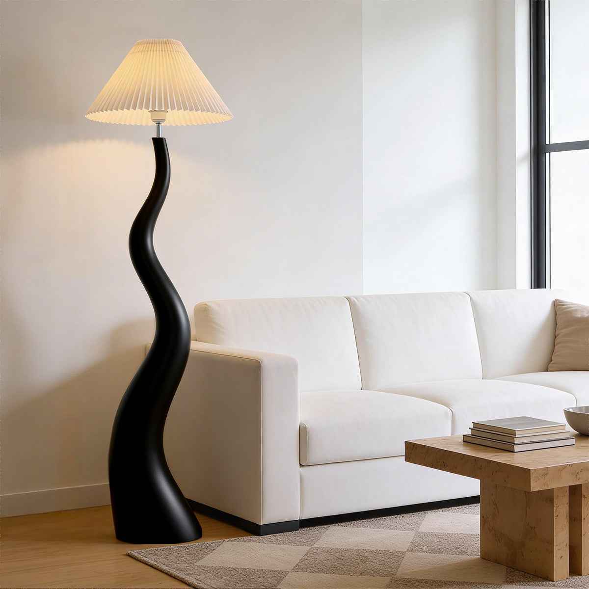 Santu – Black Japandi Floor Lamp 165cm - Cendre Home