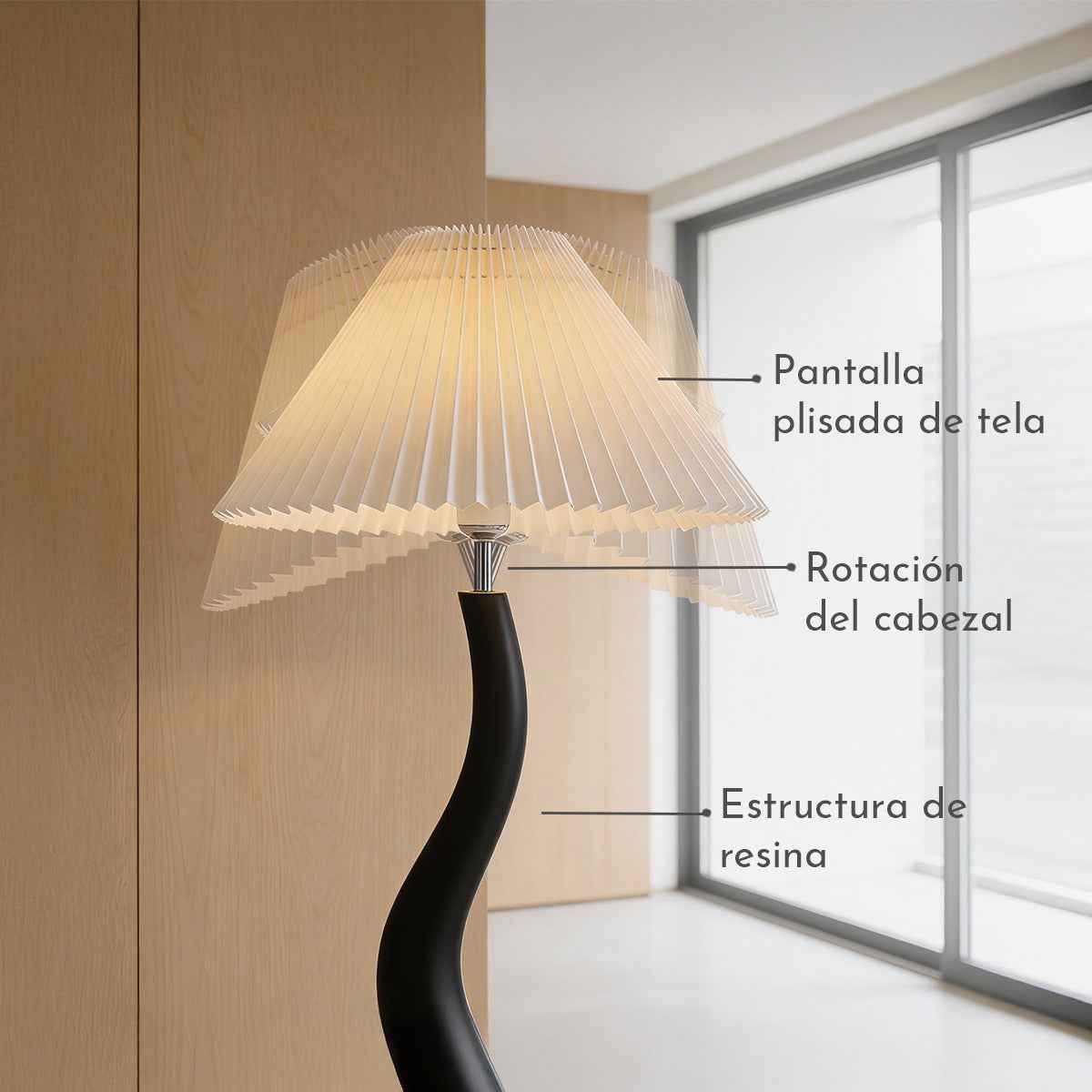 Santu – Black Japandi Floor Lamp 165cm - Cendre Home