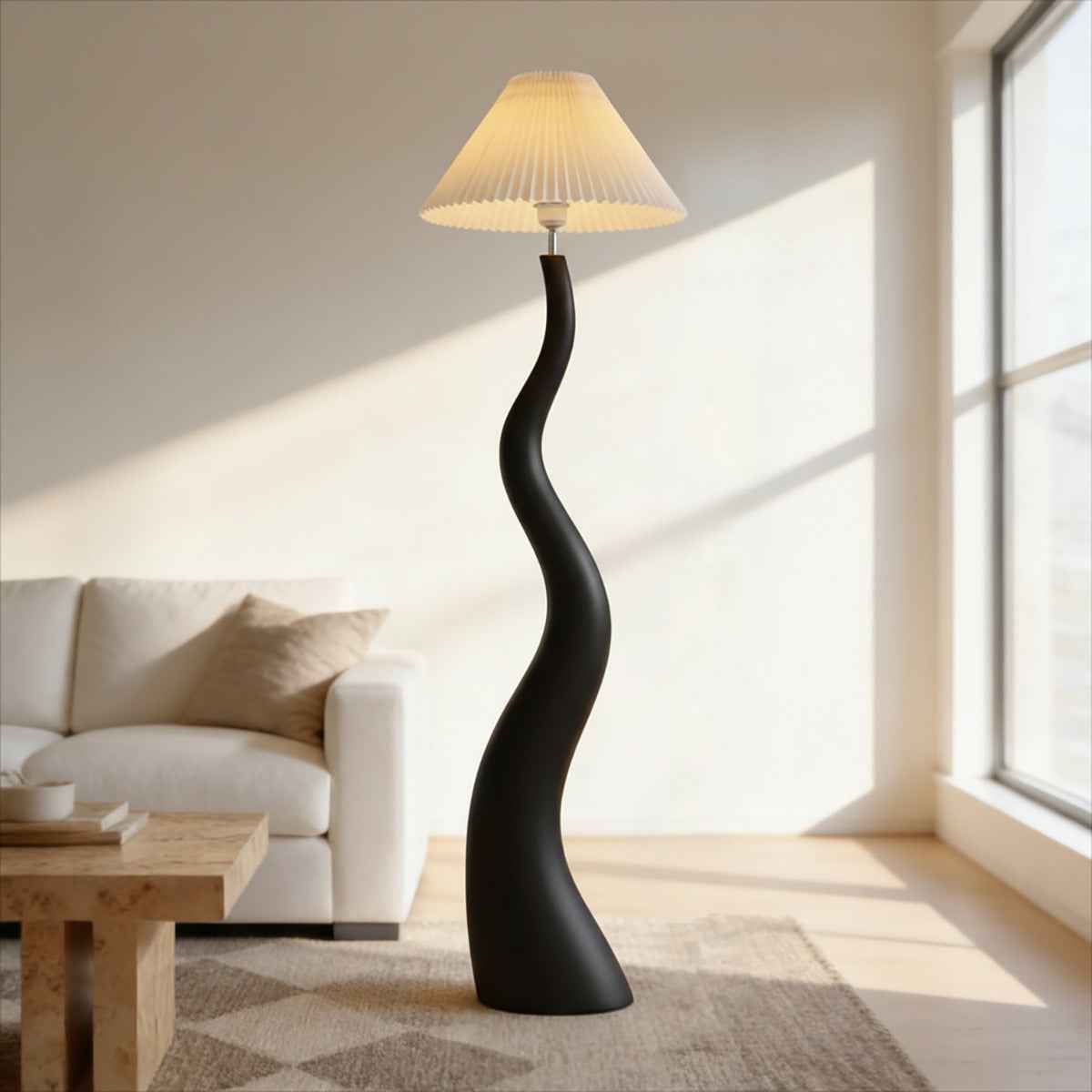 Santu – Black Japandi Floor Lamp 165cm - Cendre Home