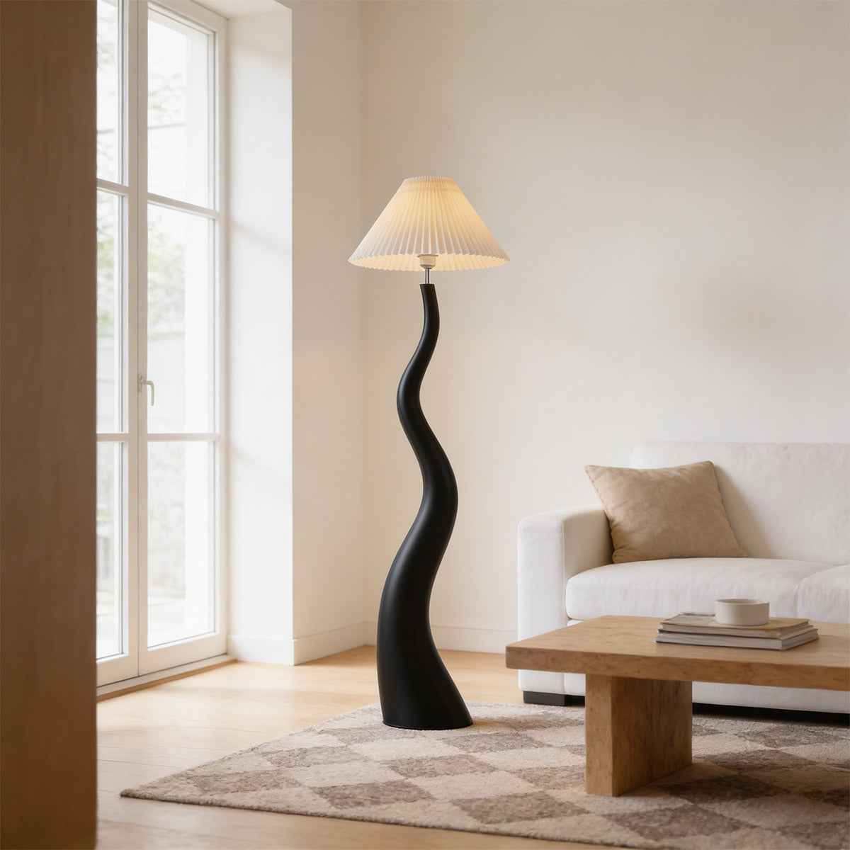 Santu – Black Japandi Floor Lamp 165cm - Cendre Home