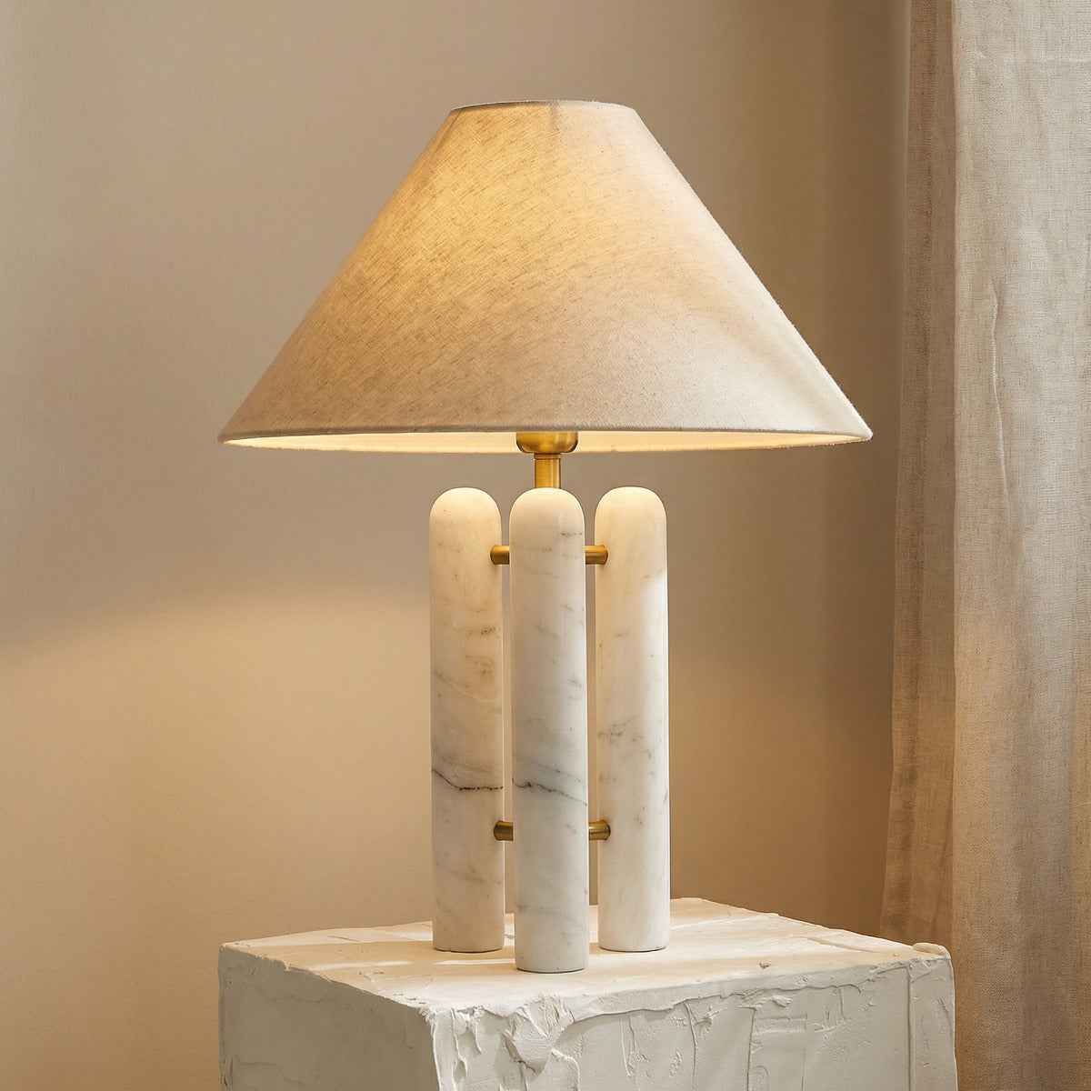Nordic – Cream Marble Table Lamp 48cm - Cendre Home
