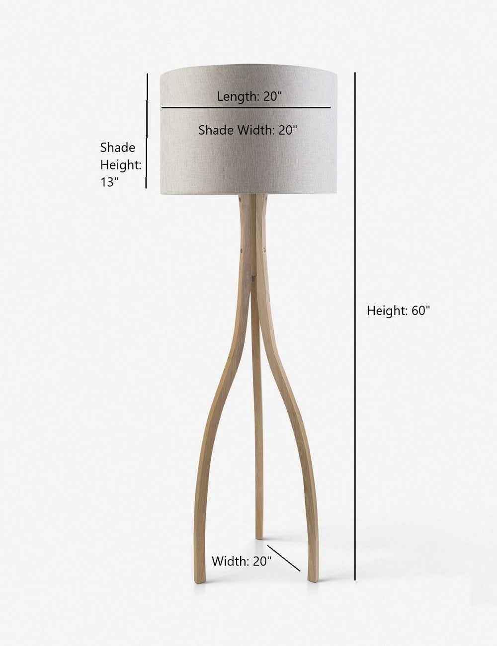 Luna Floor Lamp | Curved Wood Stand, Linen Drum Shade